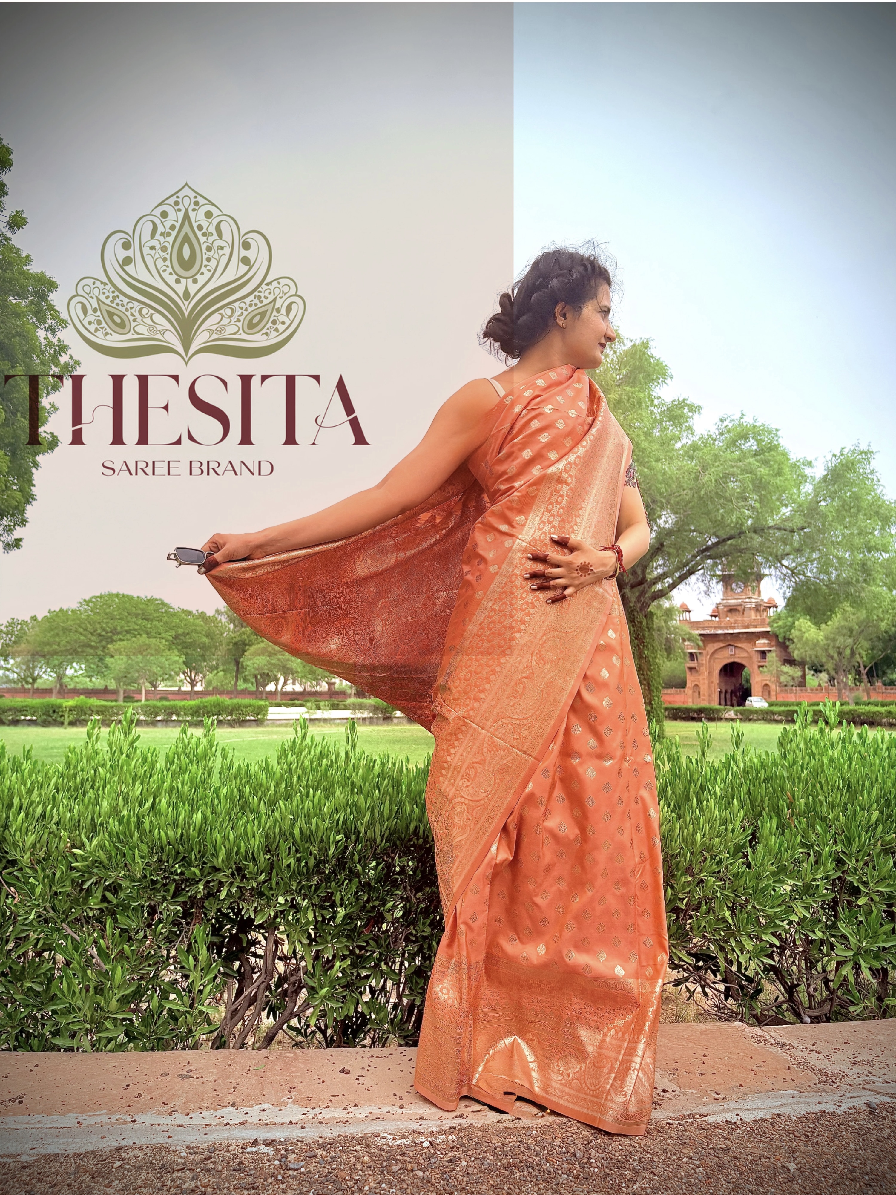 Elegant Peach Silk Saree