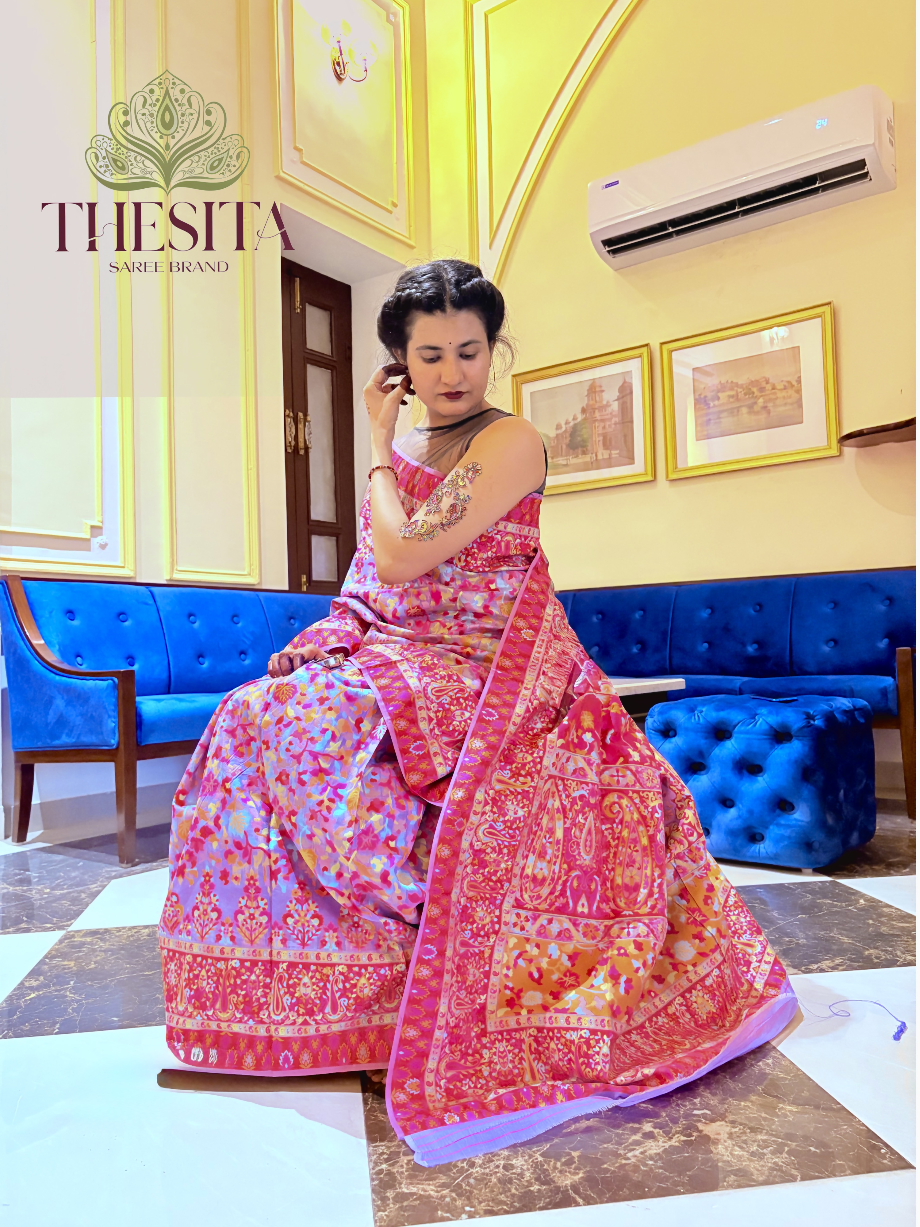 Banarasi Handloom Silk Saree - Elegant Floral Sari