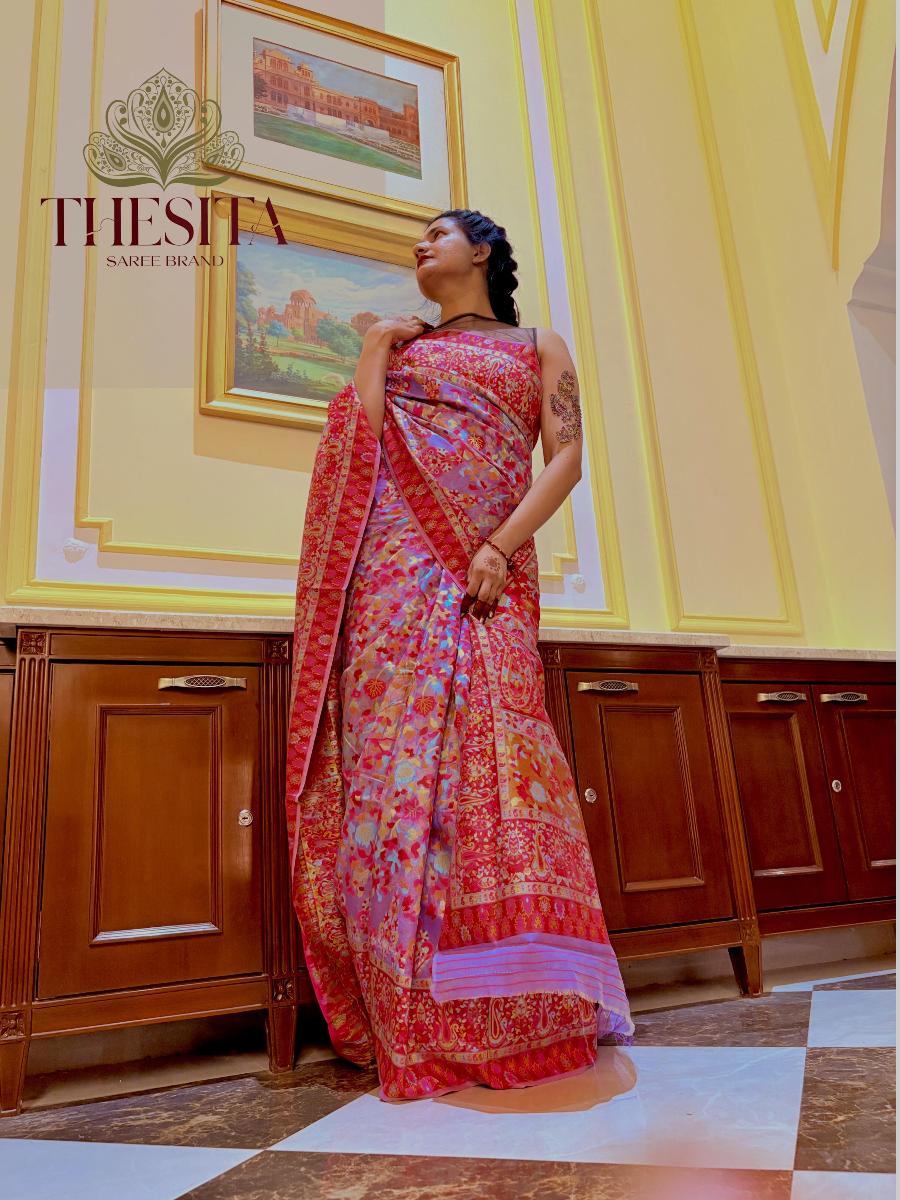 Banarasi Handloom Silk Saree - Elegant Floral Sari