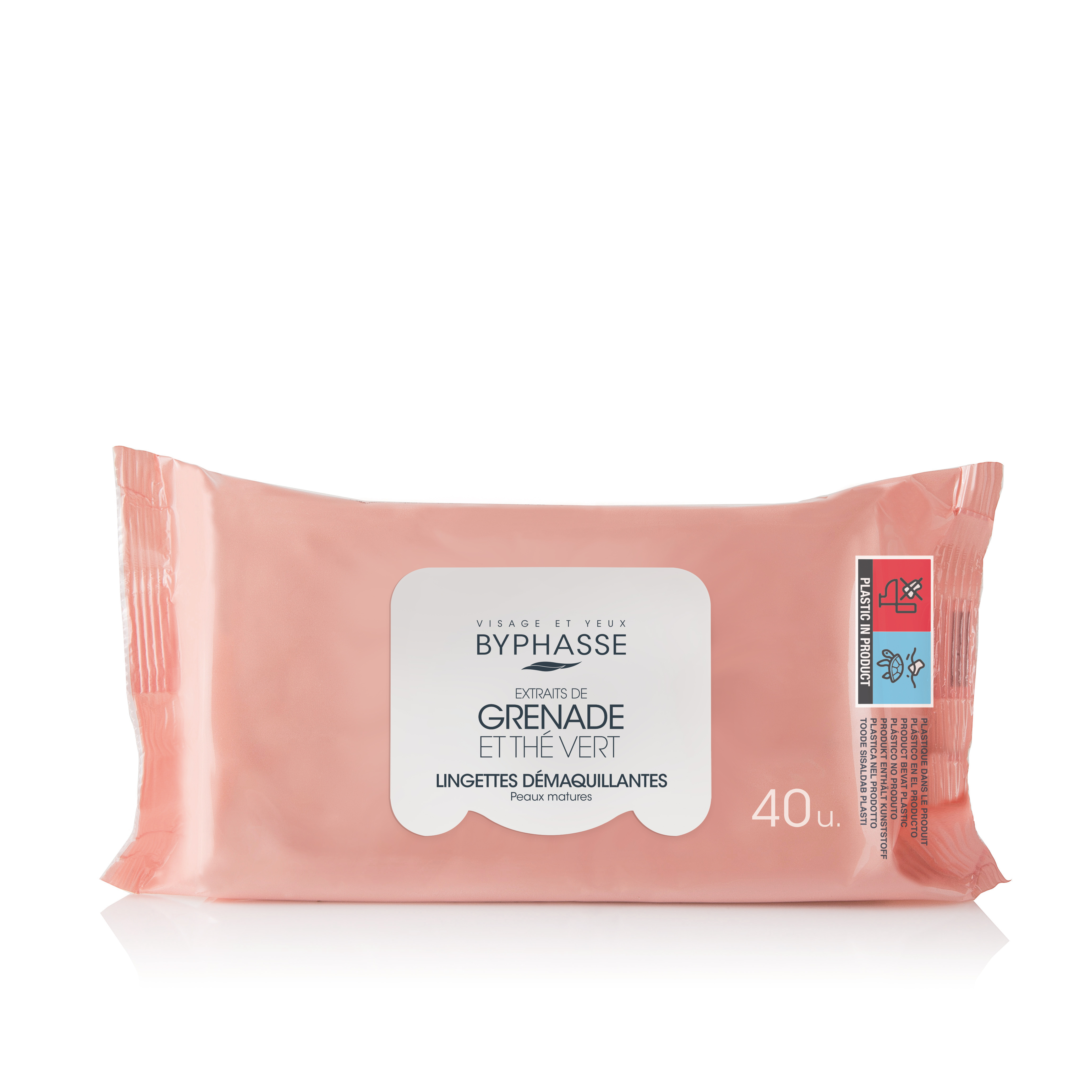 Byphasse Pomegranate and Green tea Makeup Remover Wipes 40pcs