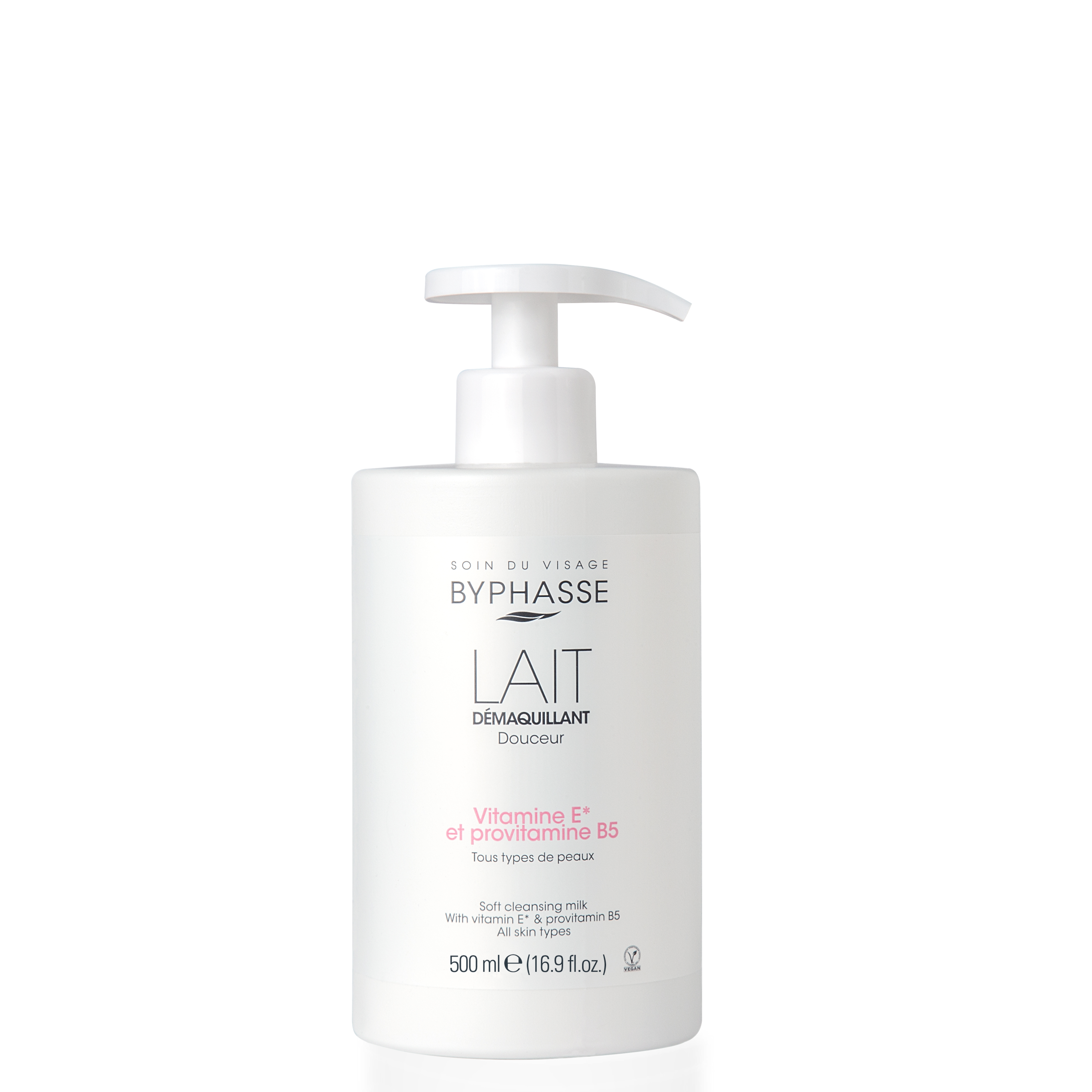 Byphasse Soft Cleansing Milk Vitamin B5&E for Face & Eyes Pump 500ml