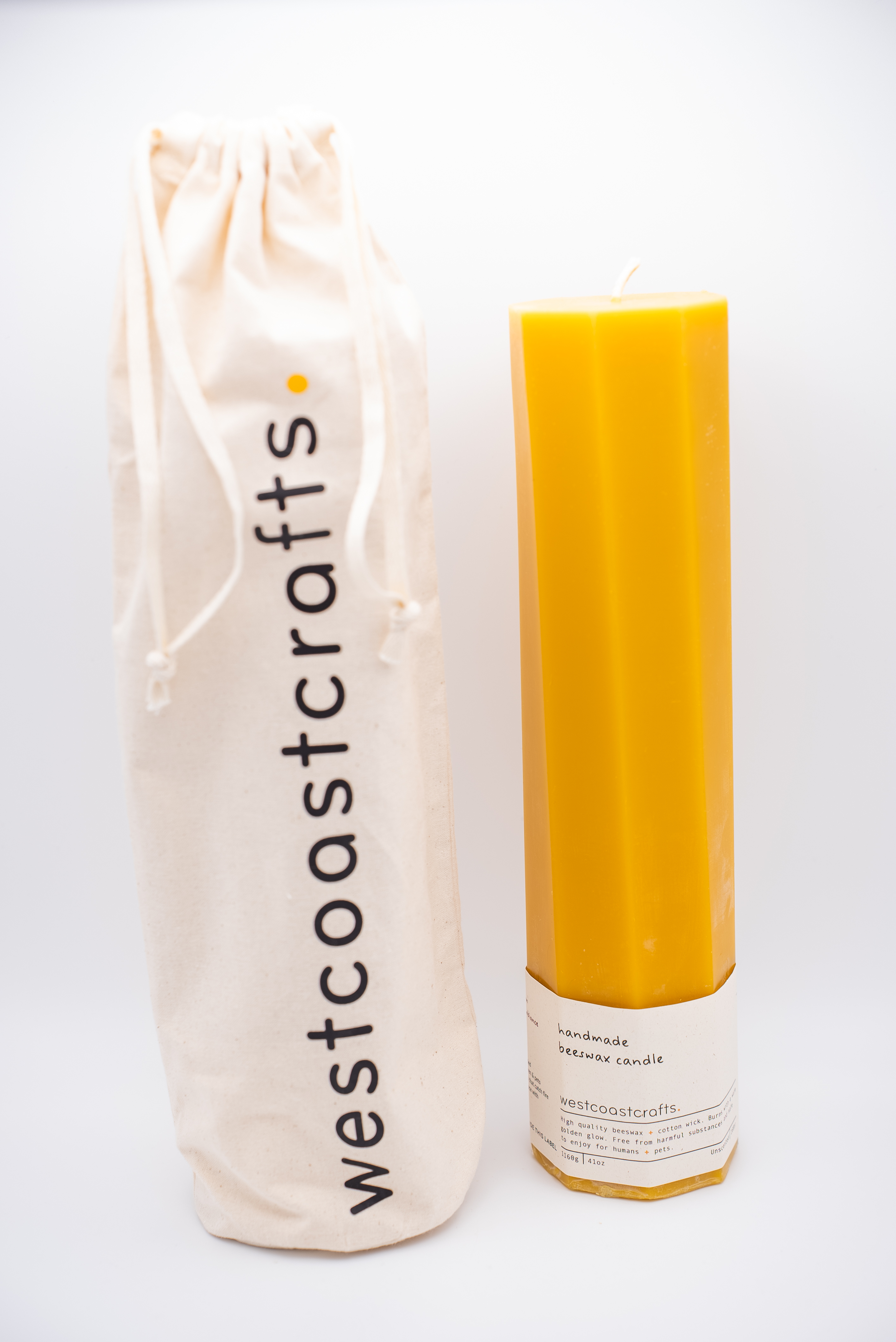 Large Octagon Spiral Beeswax Candle · 160 hrs 