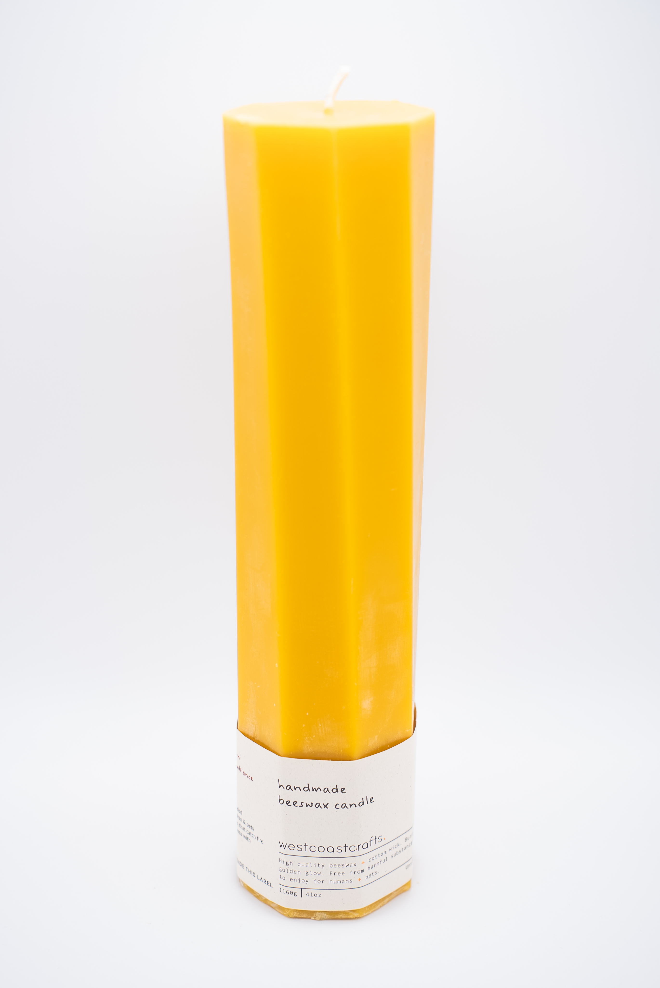 Large Octagon Spiral Beeswax Candle · 160 hrs 