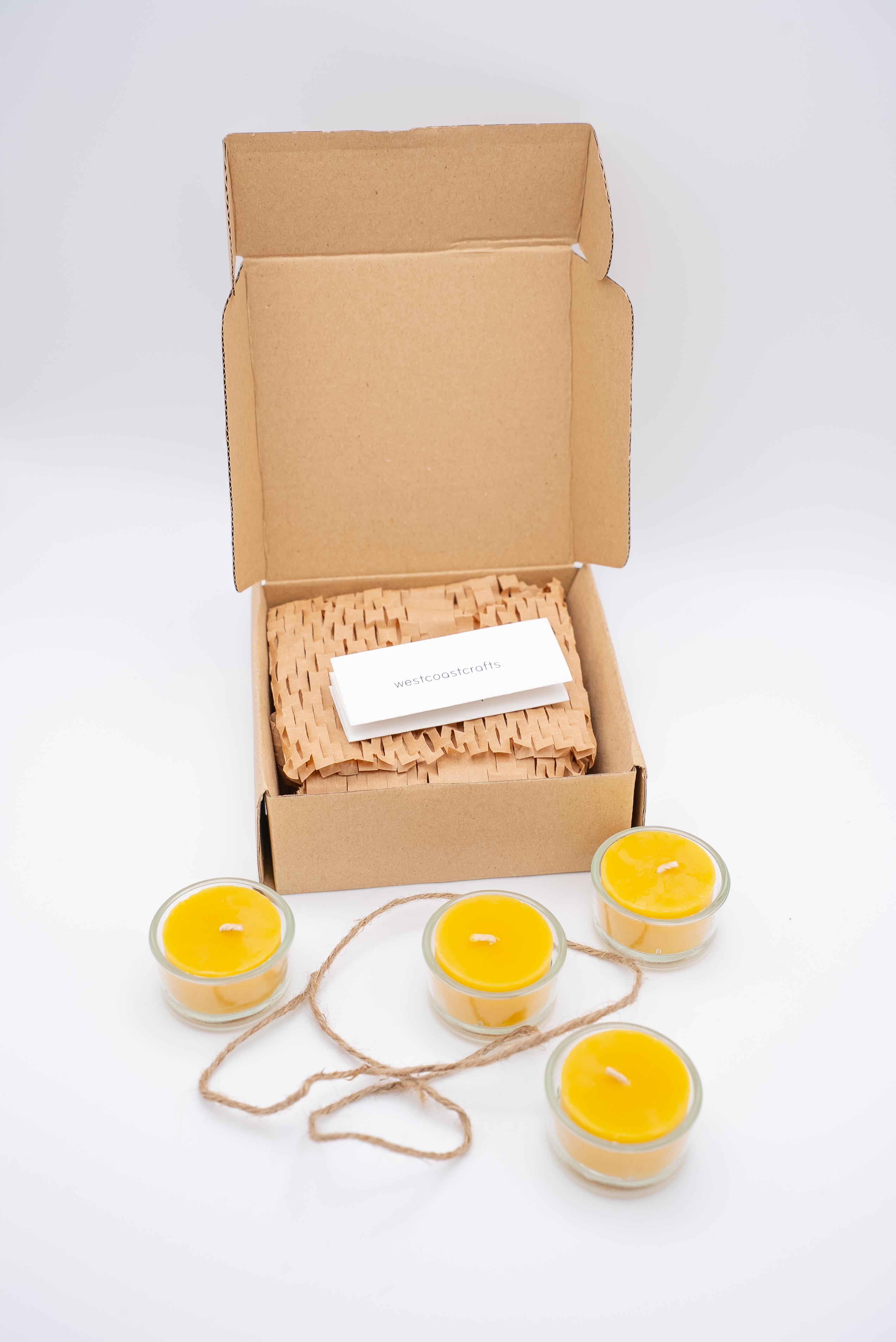 Beeswax Tealight Set — 4  Tealights in Reusable Glass Cups
