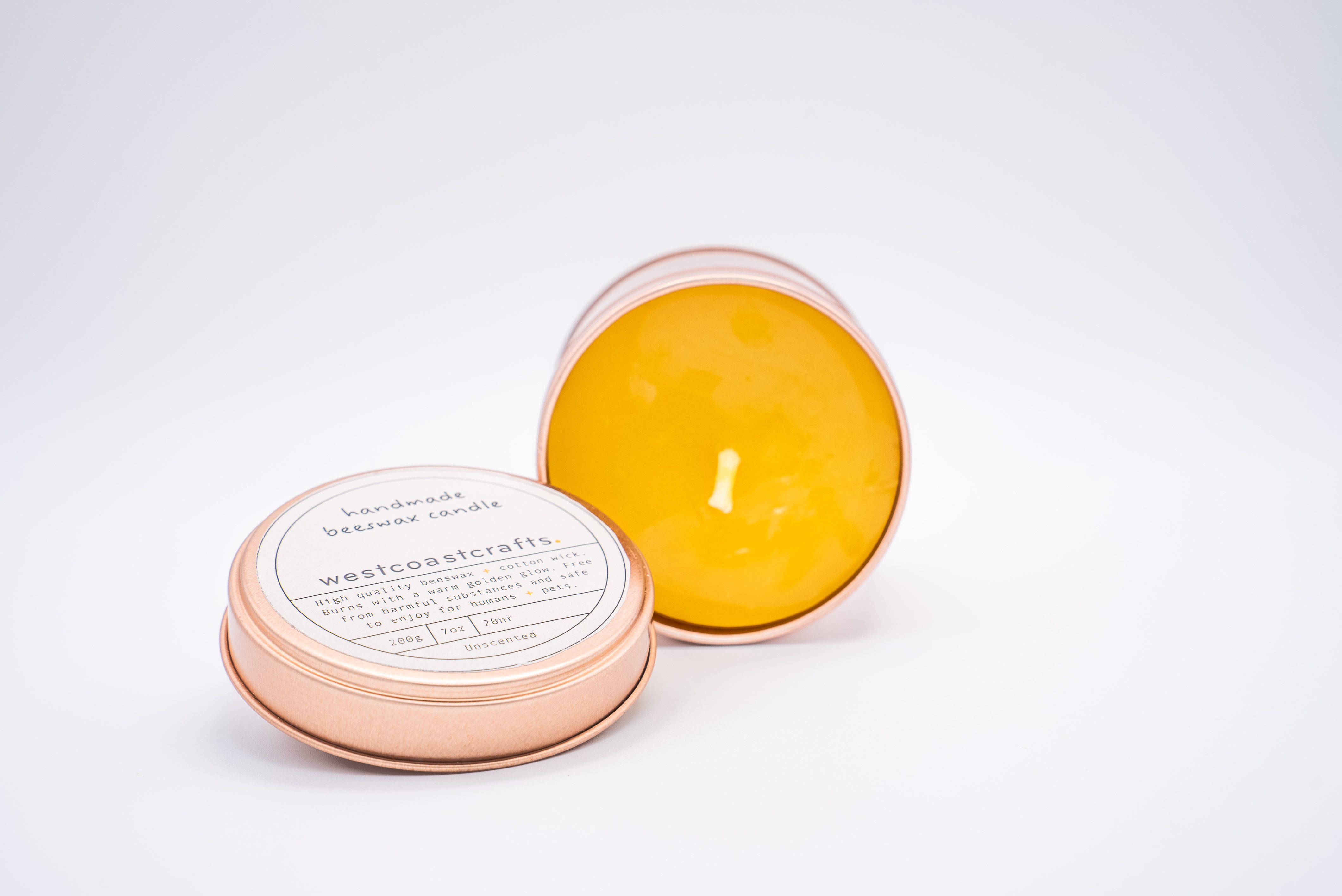 Hand-Poured Beeswax Candle Tin —  Large (28 Hour Burn)