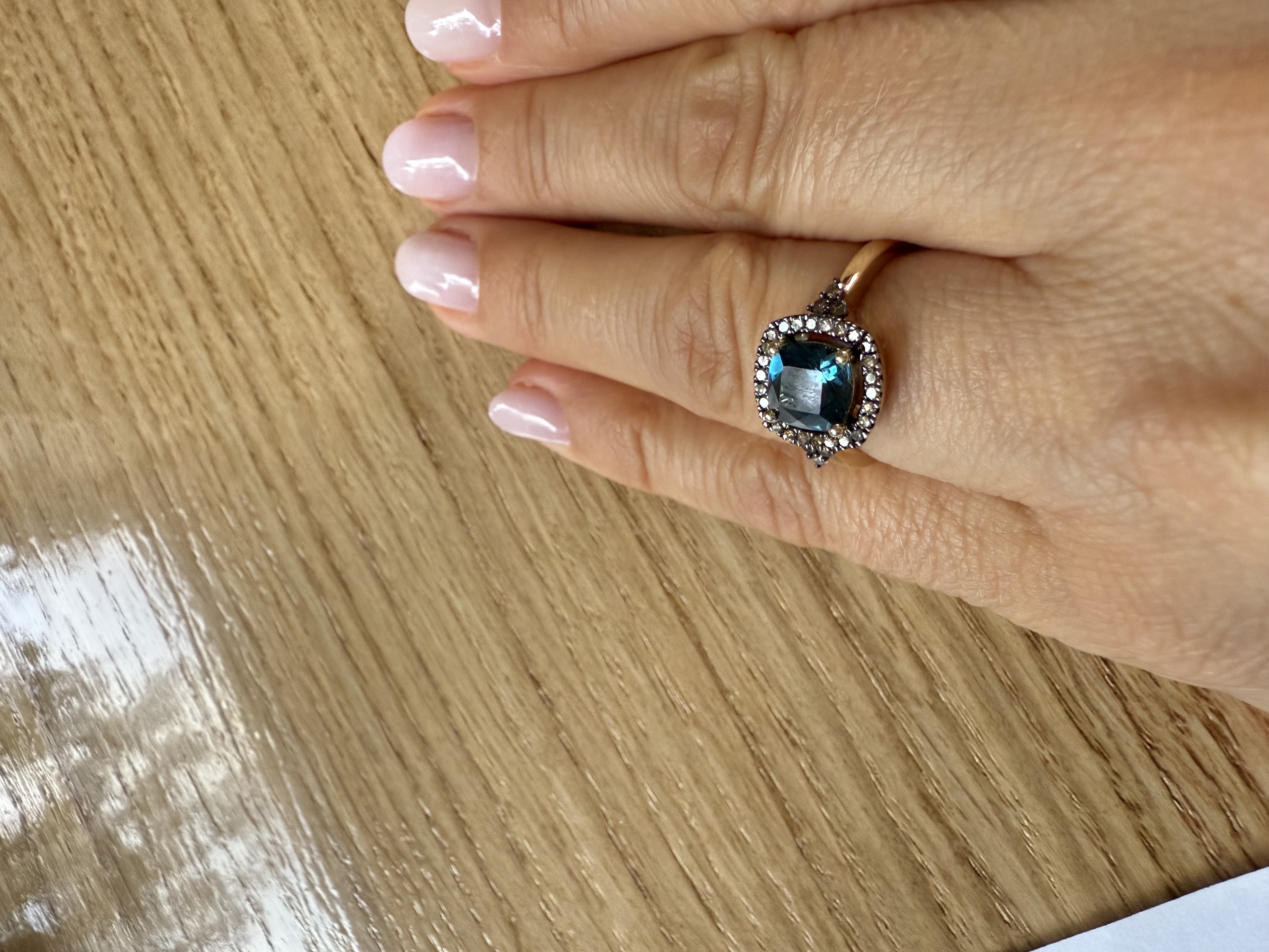 Pierścionek London Blue Topaz i Diamenty
