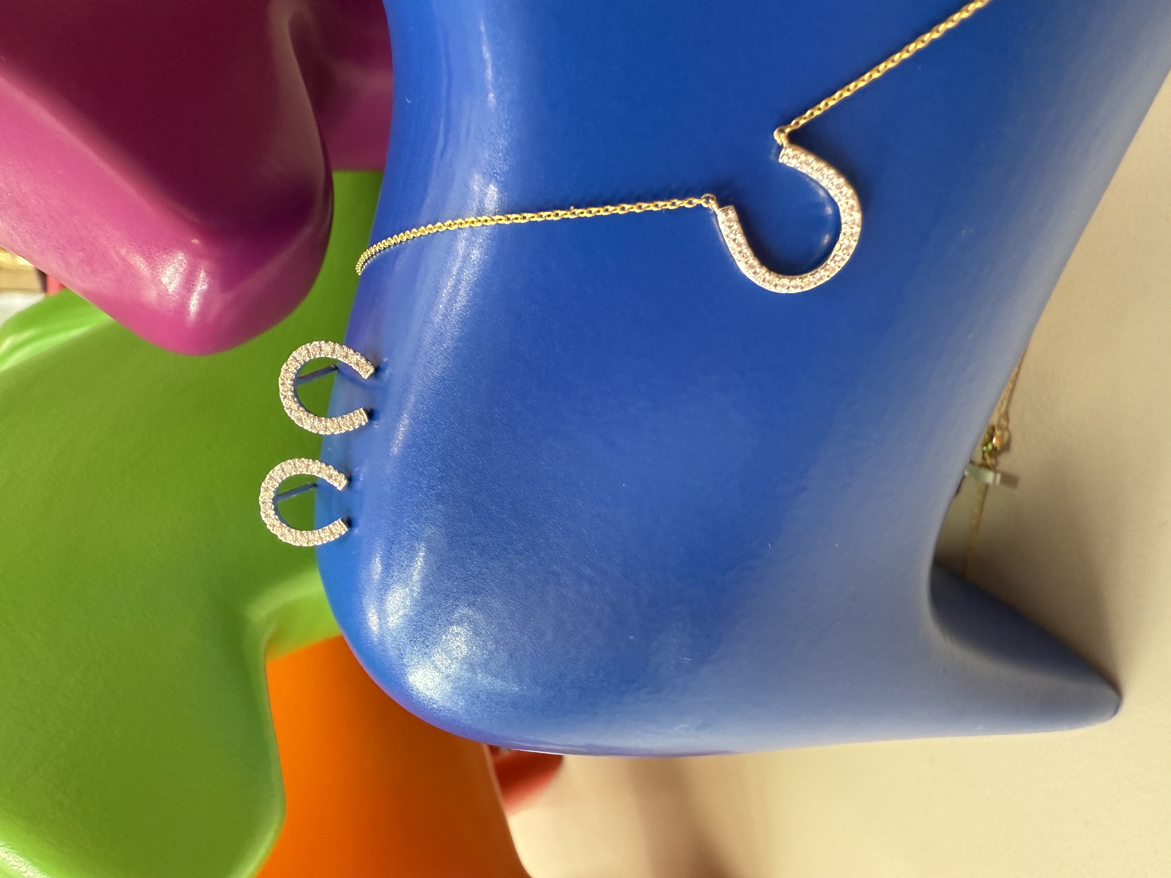 Kolczyki złote PODKOWY z Diamentami 