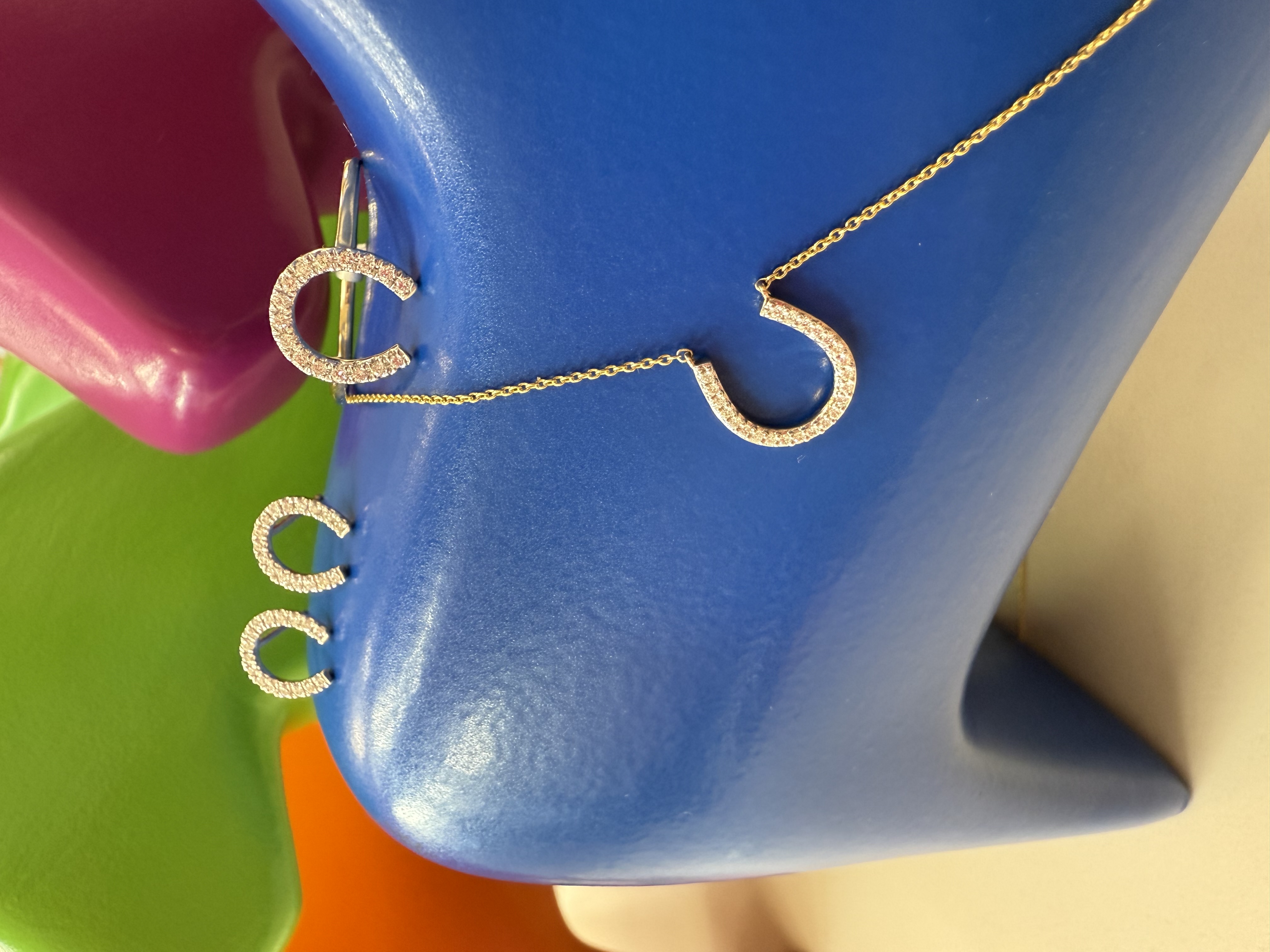 Kolczyki złote PODKOWY z Diamentami 