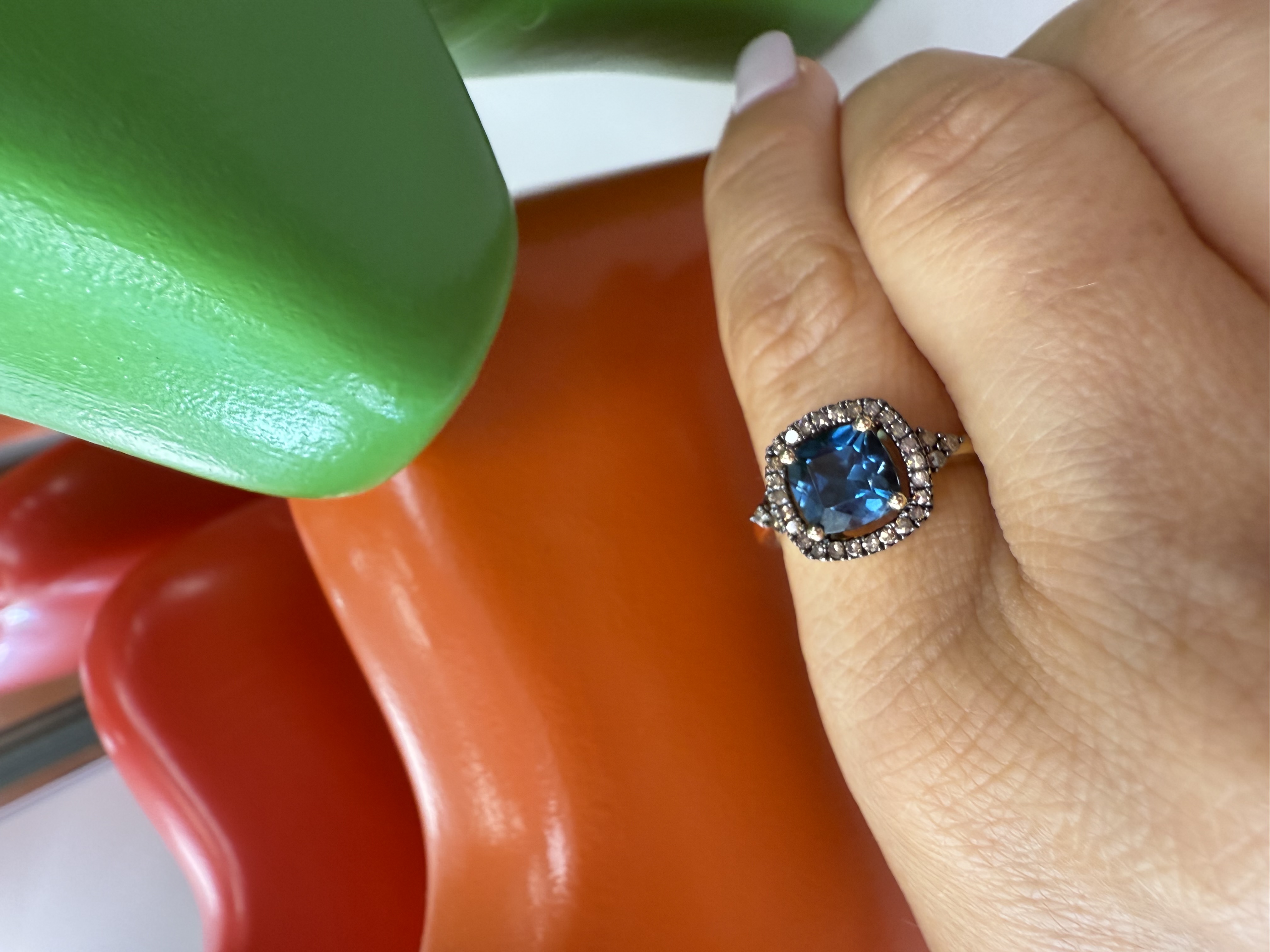 Pierścionek London Blue Topaz i Diamenty