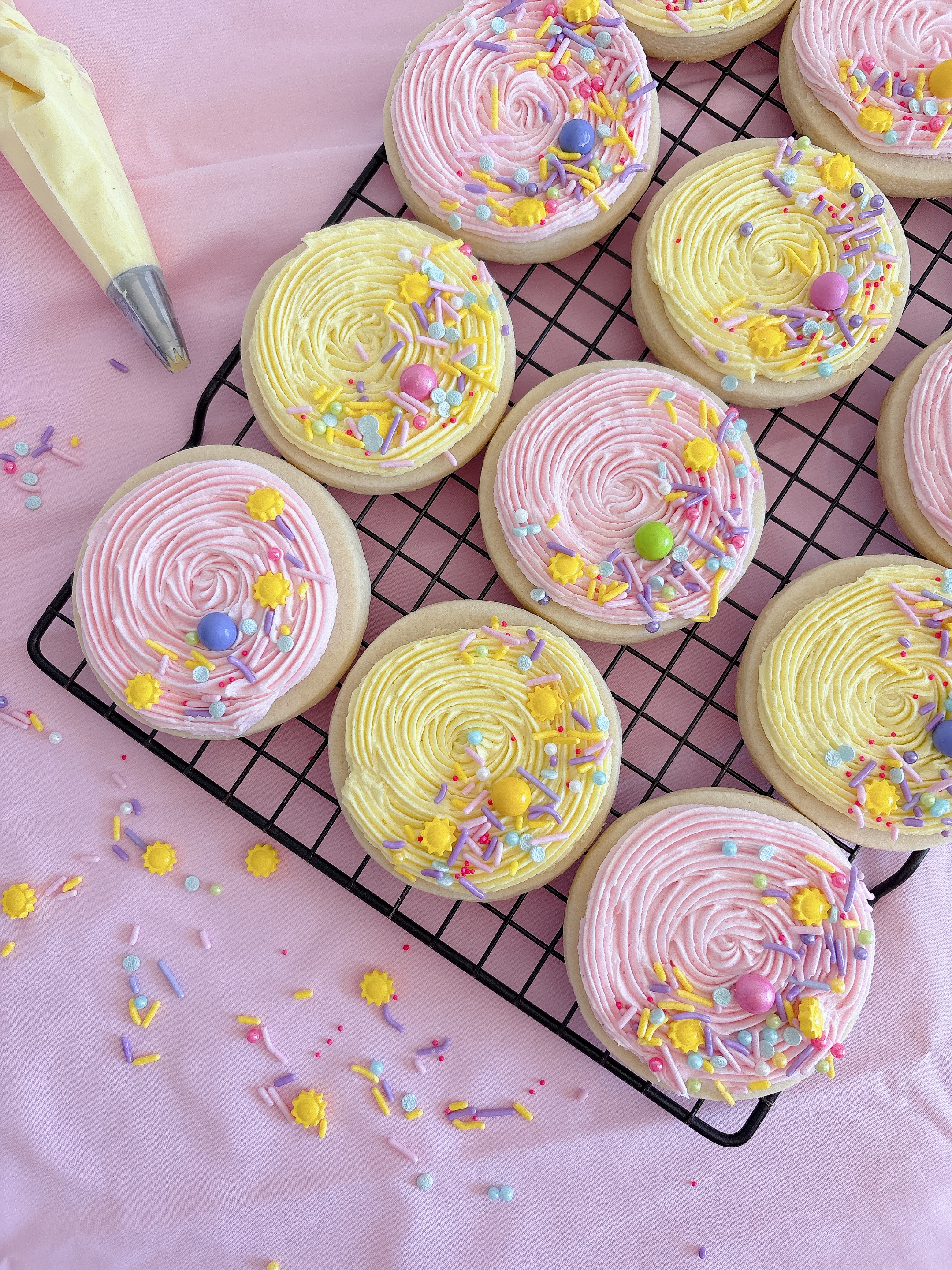 Buttercream frosted sugar cookies