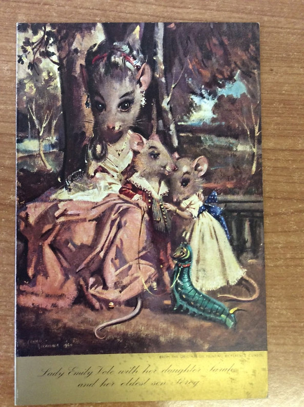 Lady Vole with Daughter Christmas Card | Cuneo Tailpiece