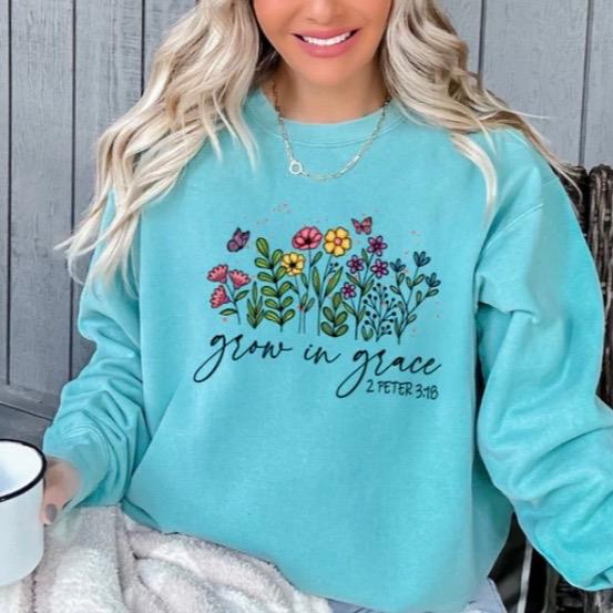 Grow in Grace Floral Sweatshirt