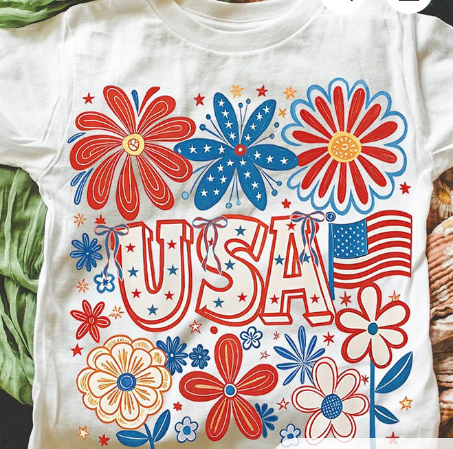 USA Patriotic Flower T-Shirt