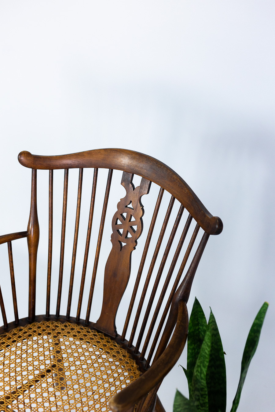 Antique Edwardian Windsor Stick & Wheel Back Armchair