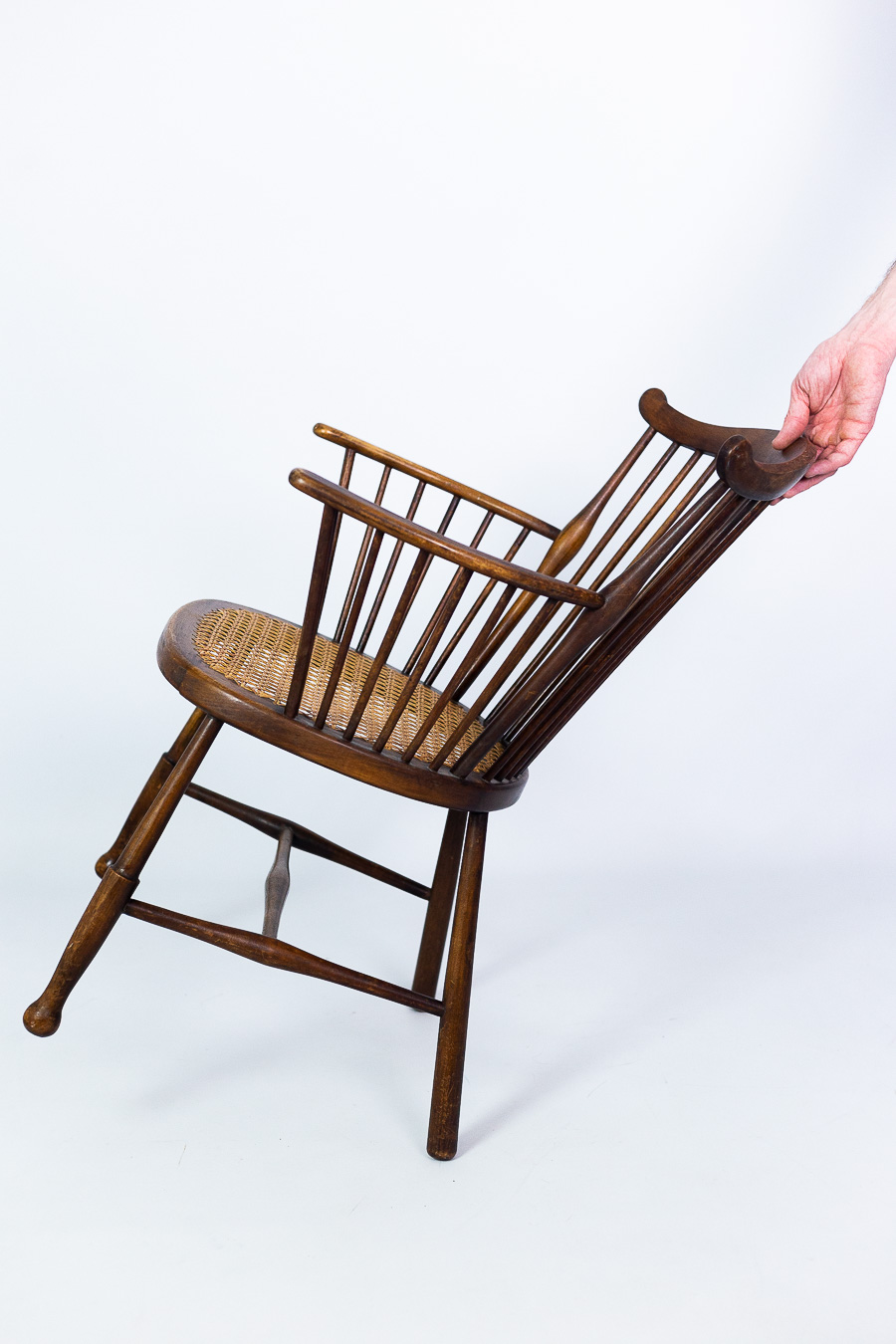 Antique Edwardian Windsor Stick & Wheel Back Armchair