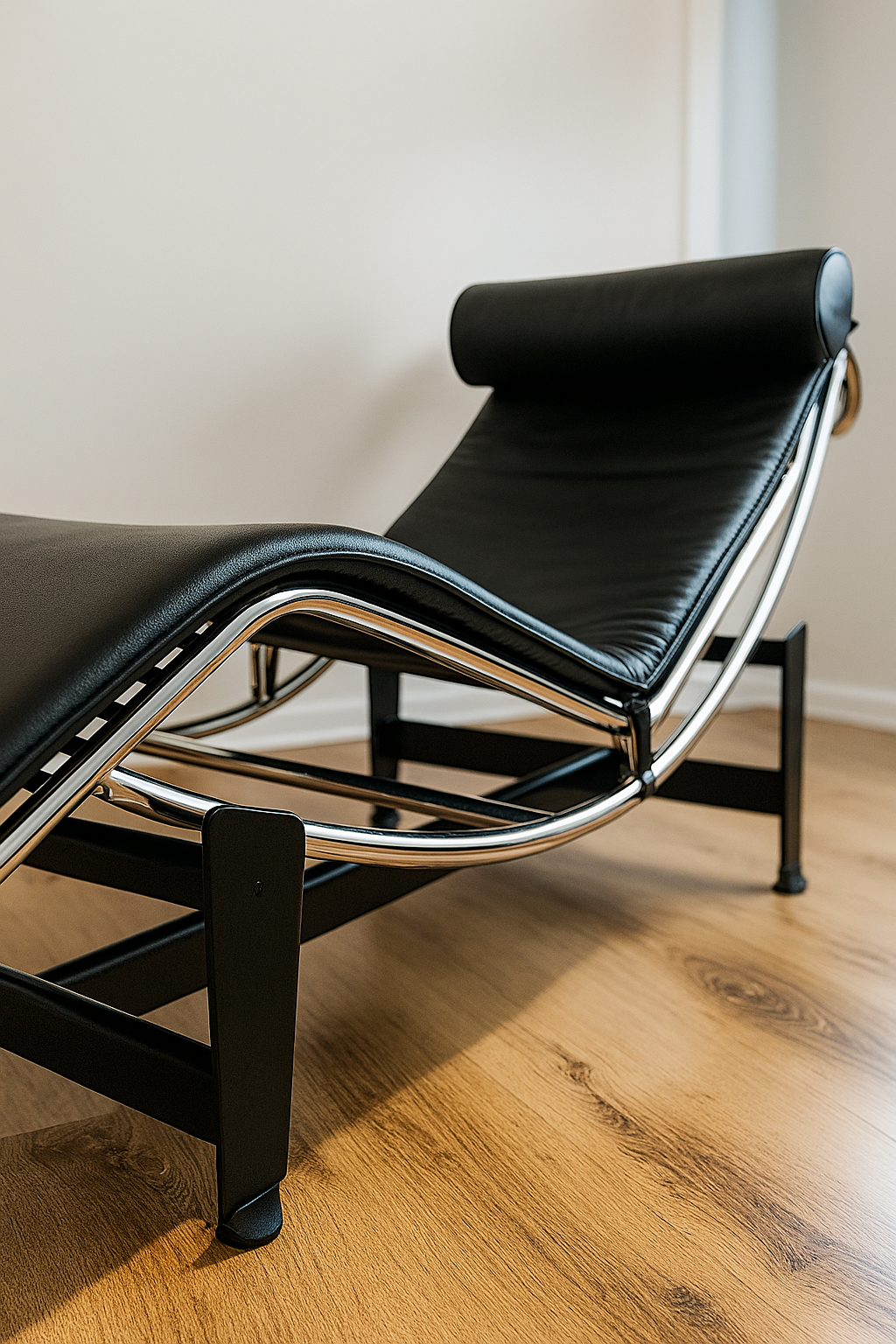 Premium LC4 Chaise Lounge (style) – Genuine Black Leather