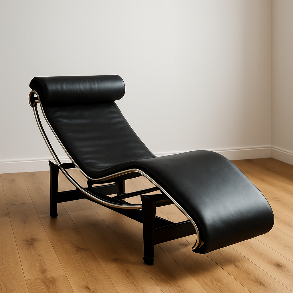 Premium LC4 Chaise Lounge (style) – Genuine Black Leather