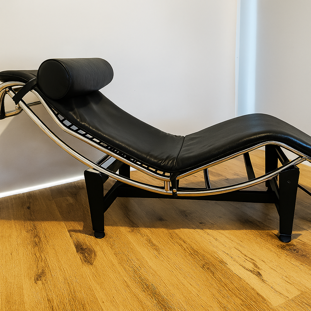 Premium LC4 Chaise Lounge (style) – Genuine Black Leather