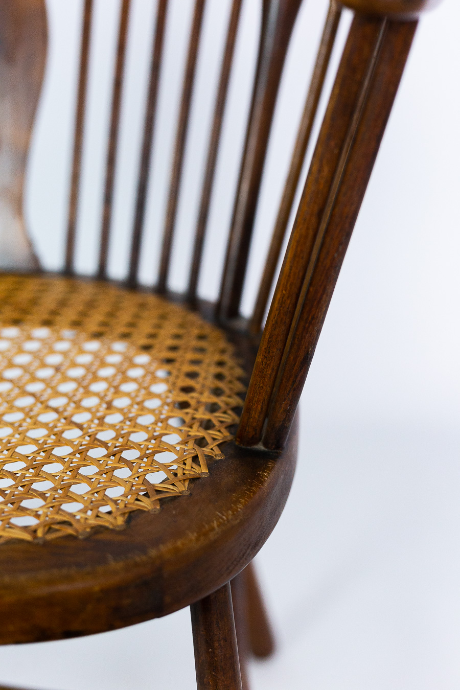 Antique Edwardian Windsor Stick & Wheel Back Armchair