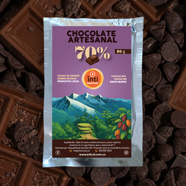 Chocolate artesanal 70%, 80 gr