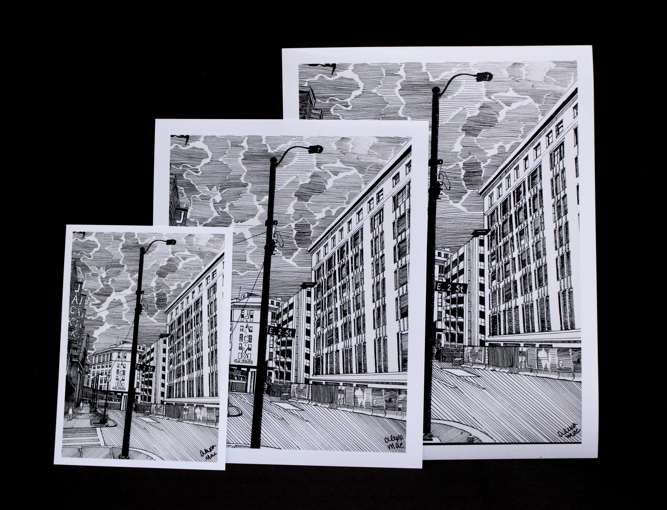 "Black and white city" Giclee Art Print 