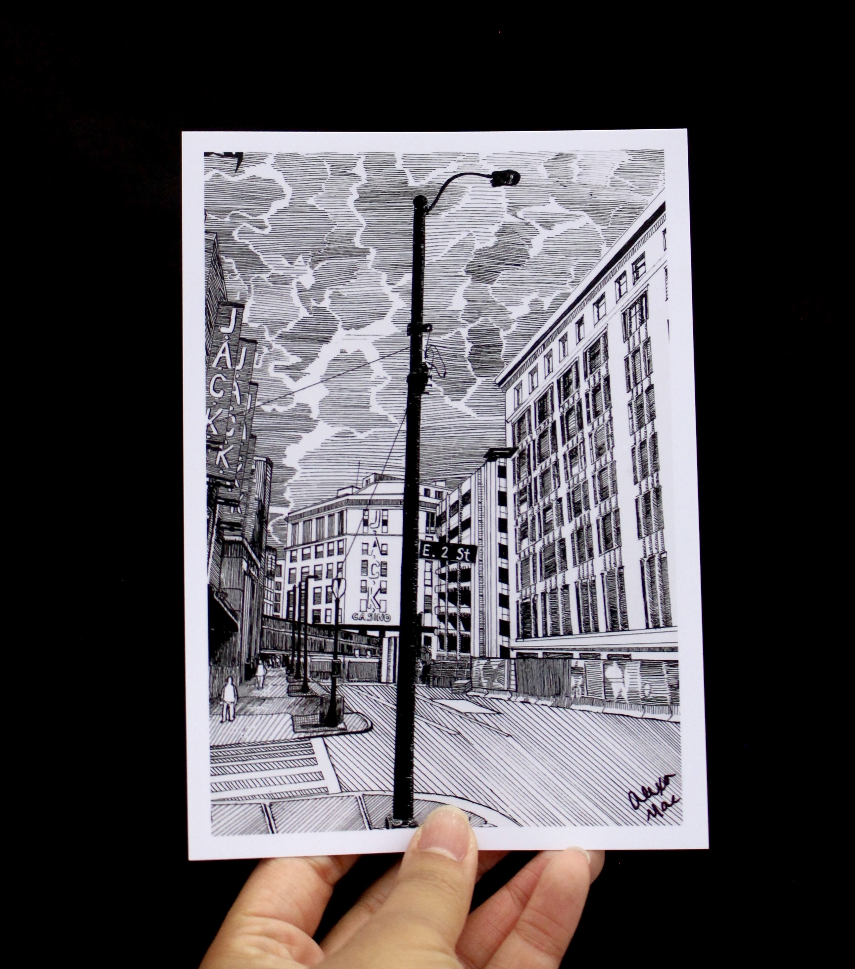 "Black and white city" Giclee Art Print 