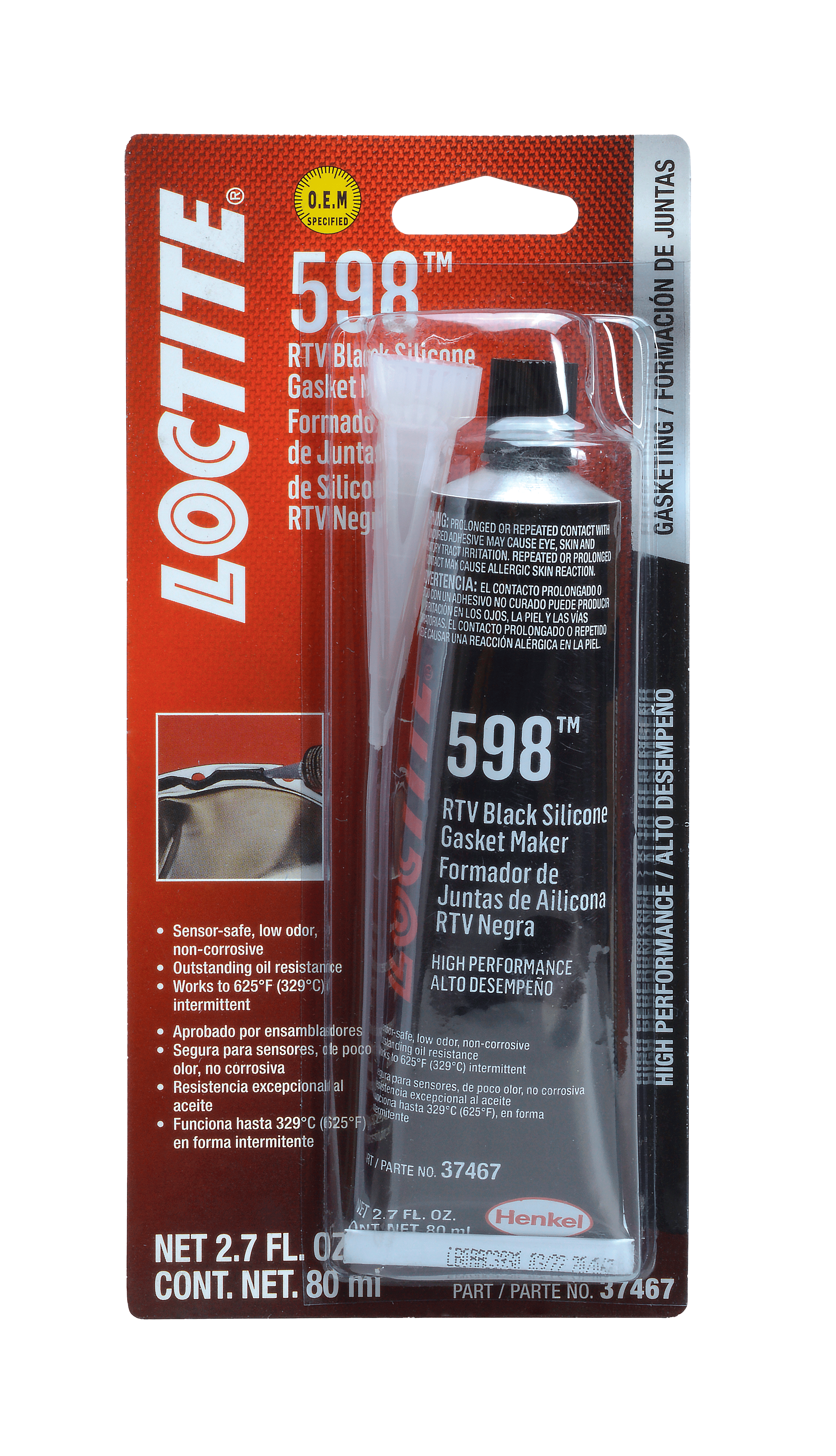 Loctite 598 TM Silicón RTV Negro Alto