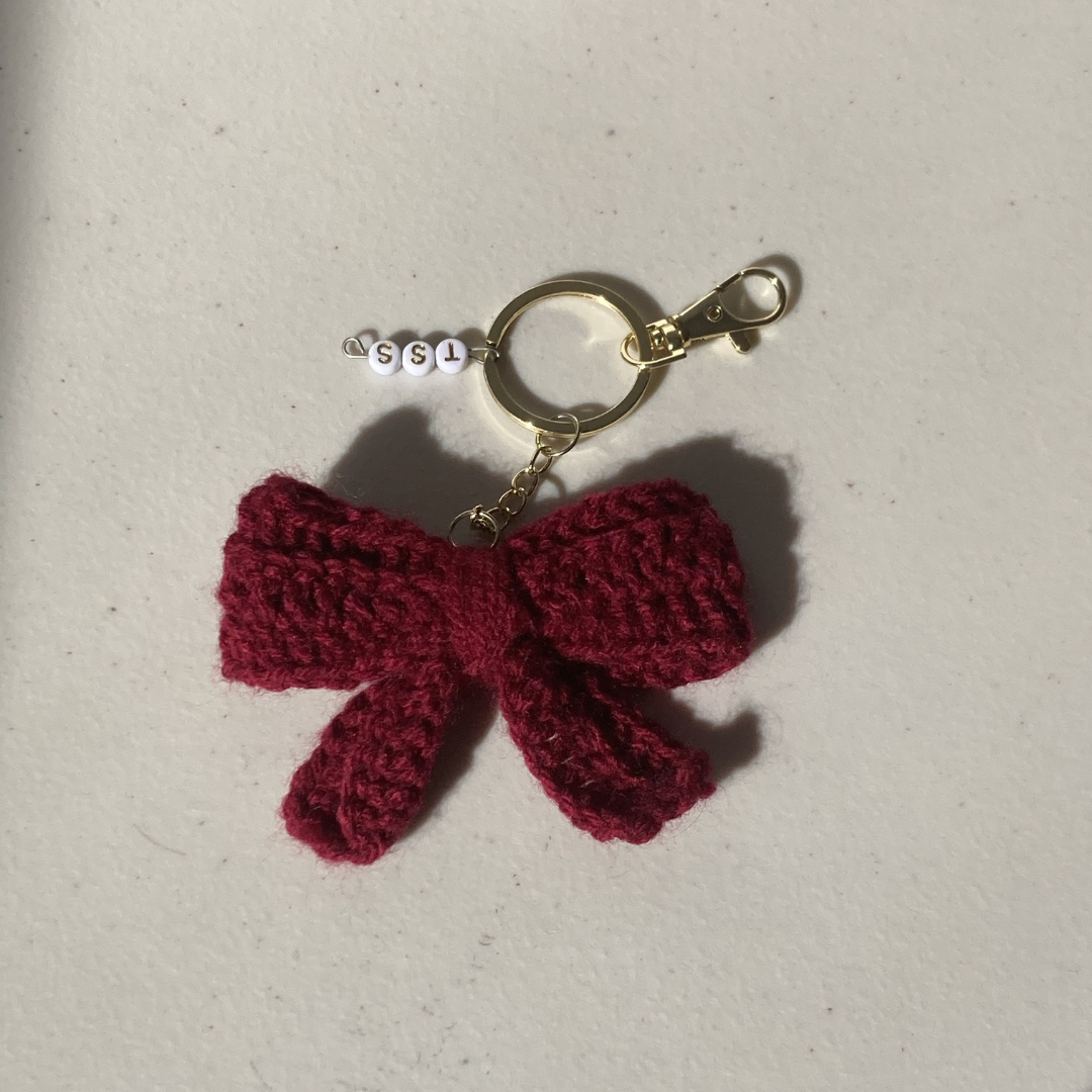  Crocheted Customisable Bow Keychain 