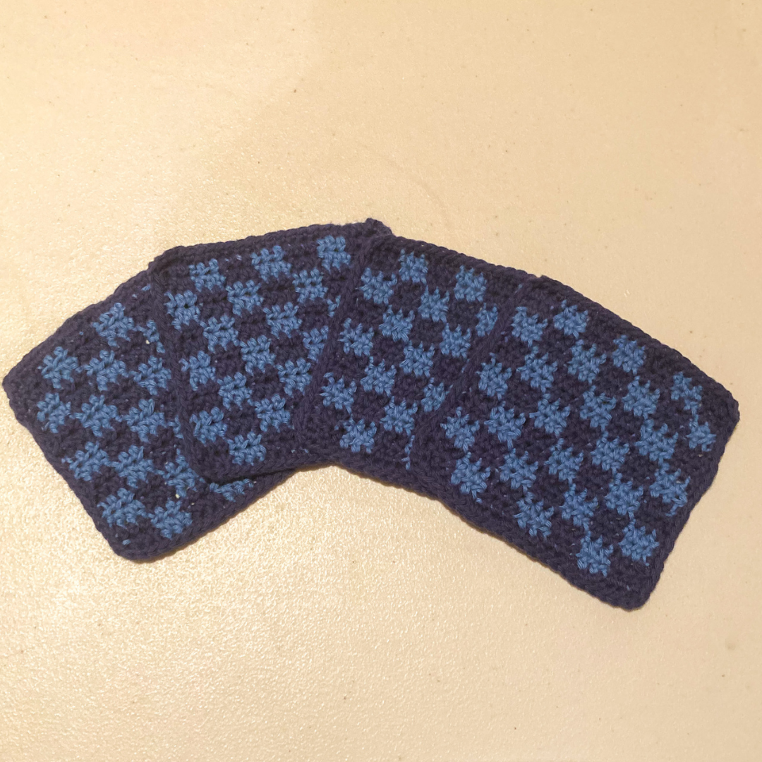 Checkered Crochet Coasters