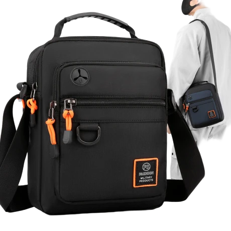 Black Crossbody Messenger Bag Vintage Leather Shoulder Bag with Adjustable Strap