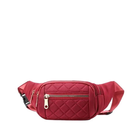 Red Quilted Waist Bag Eco Friendly Sport Fanny Pack Recycled Material Belt Bag with Custom Branding