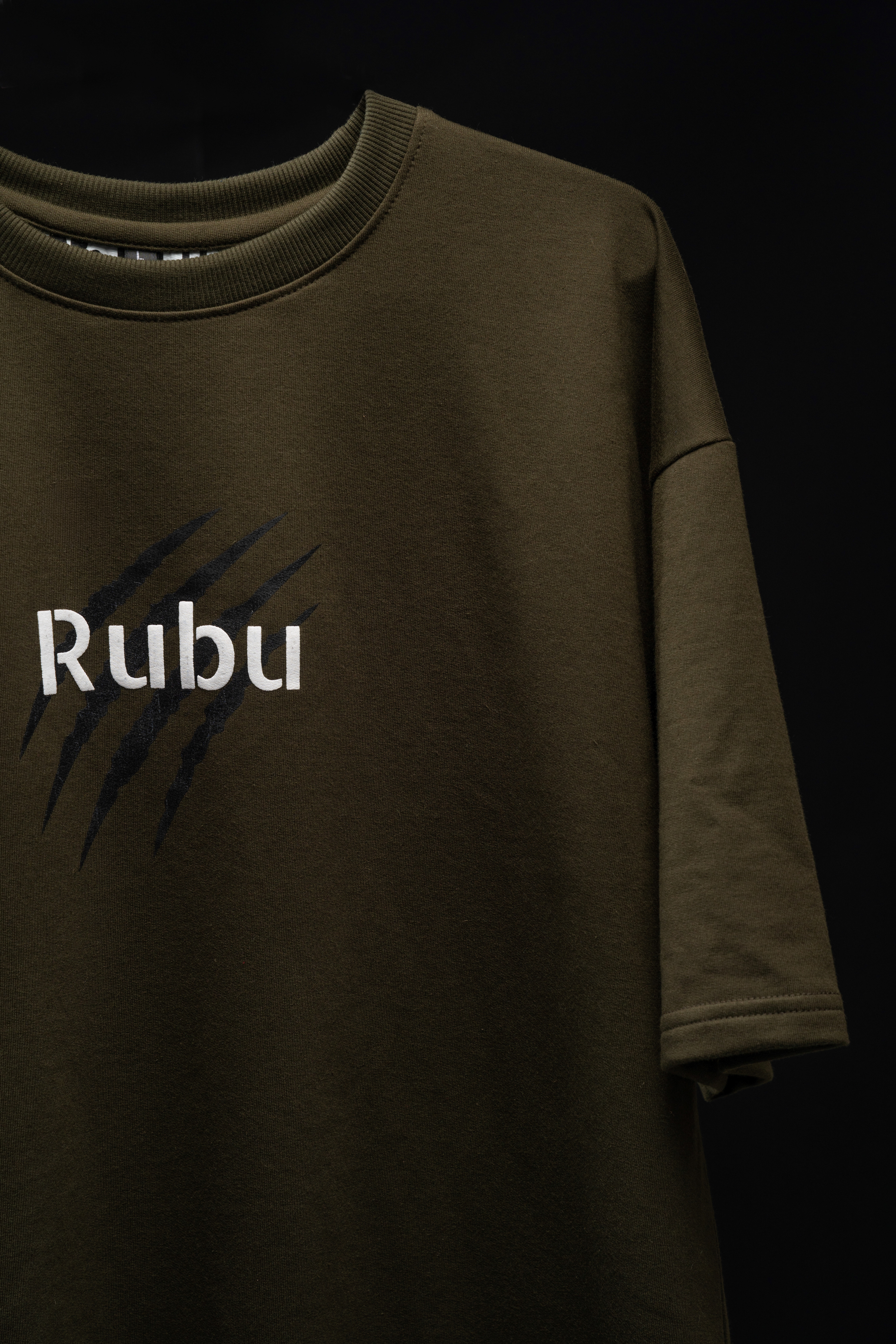 Olive Green Wolf Oversized T-Shirt