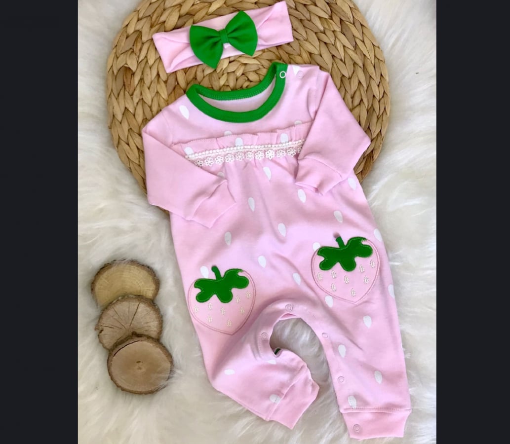 Grenouillère bébé fraise