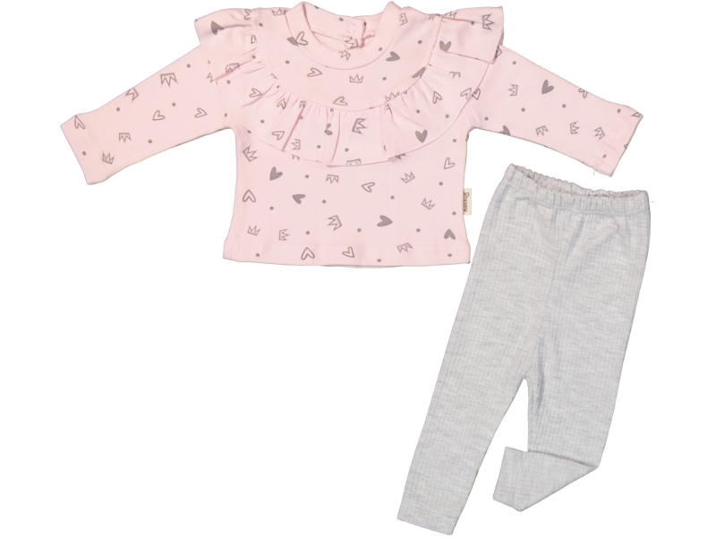 Ensemble bébé avec haut à volants et pantalon gris