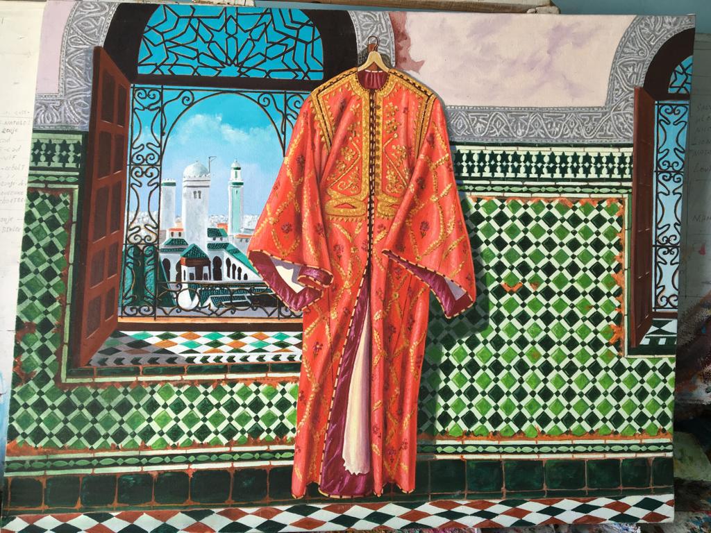 Œuvre d’art représentant un caftan marocain