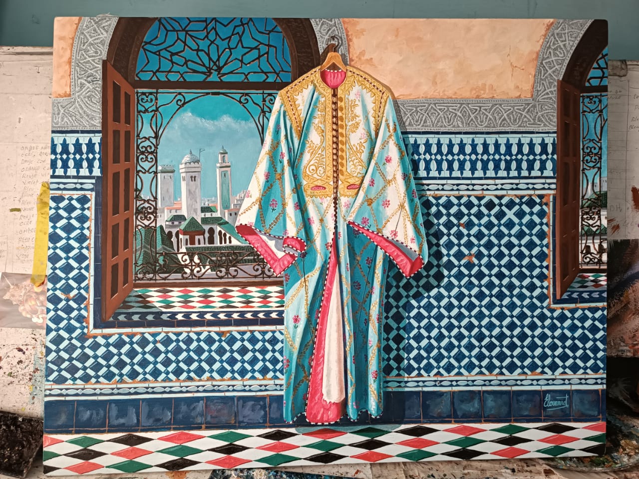 Peinture traditionnelle de caftan marocain