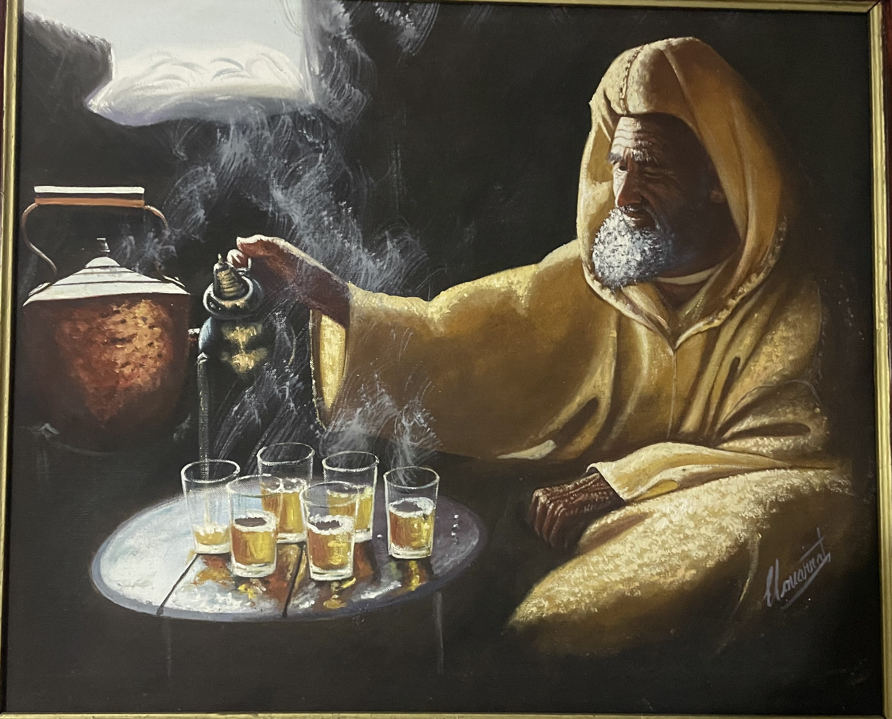 Peinture artistique traditionnelle du thé marocain