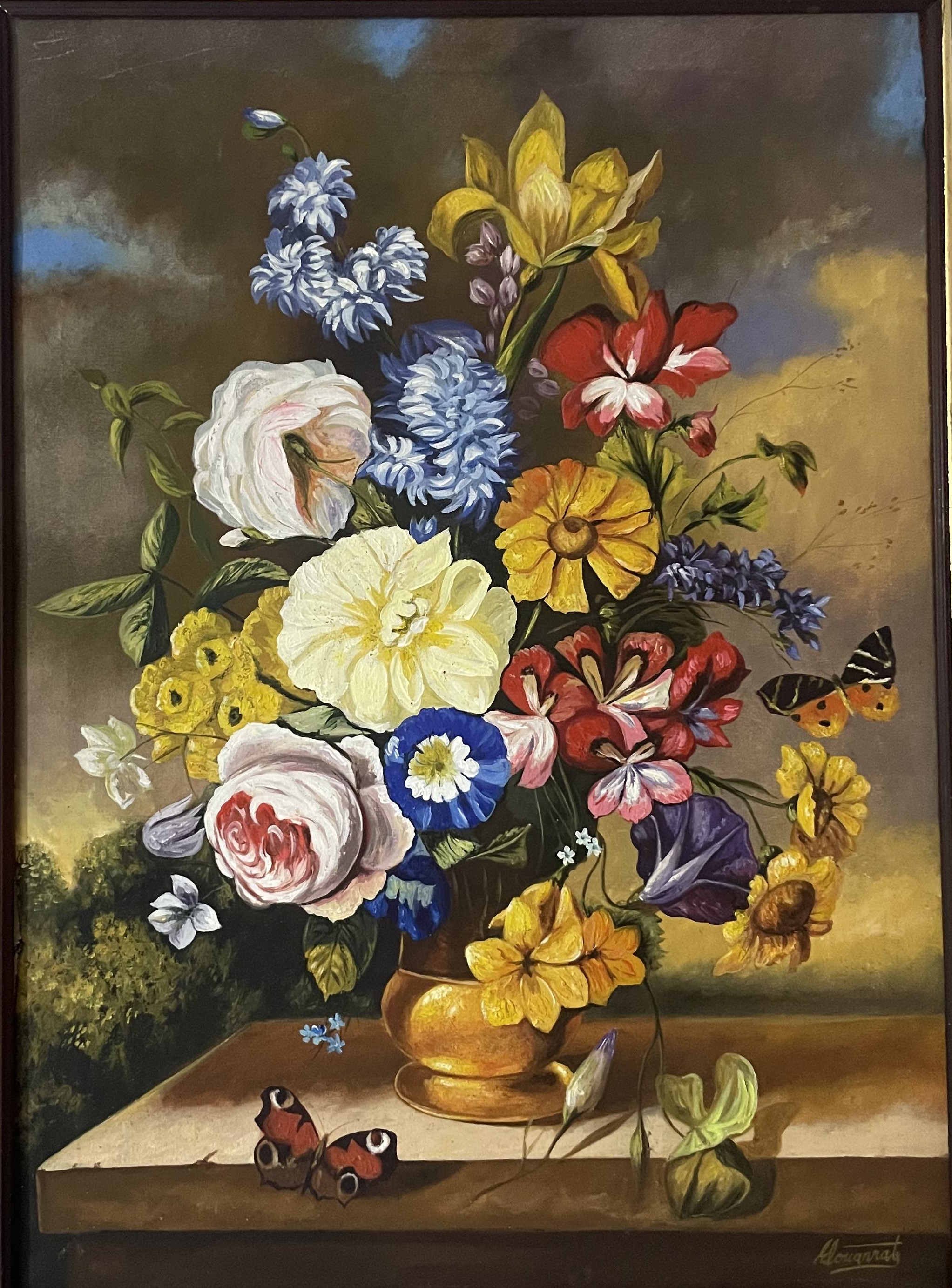 Tableau vintage de nature morte aux fleurs