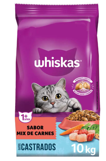 Whiskas Castrados Mix de Carnes 10 kg