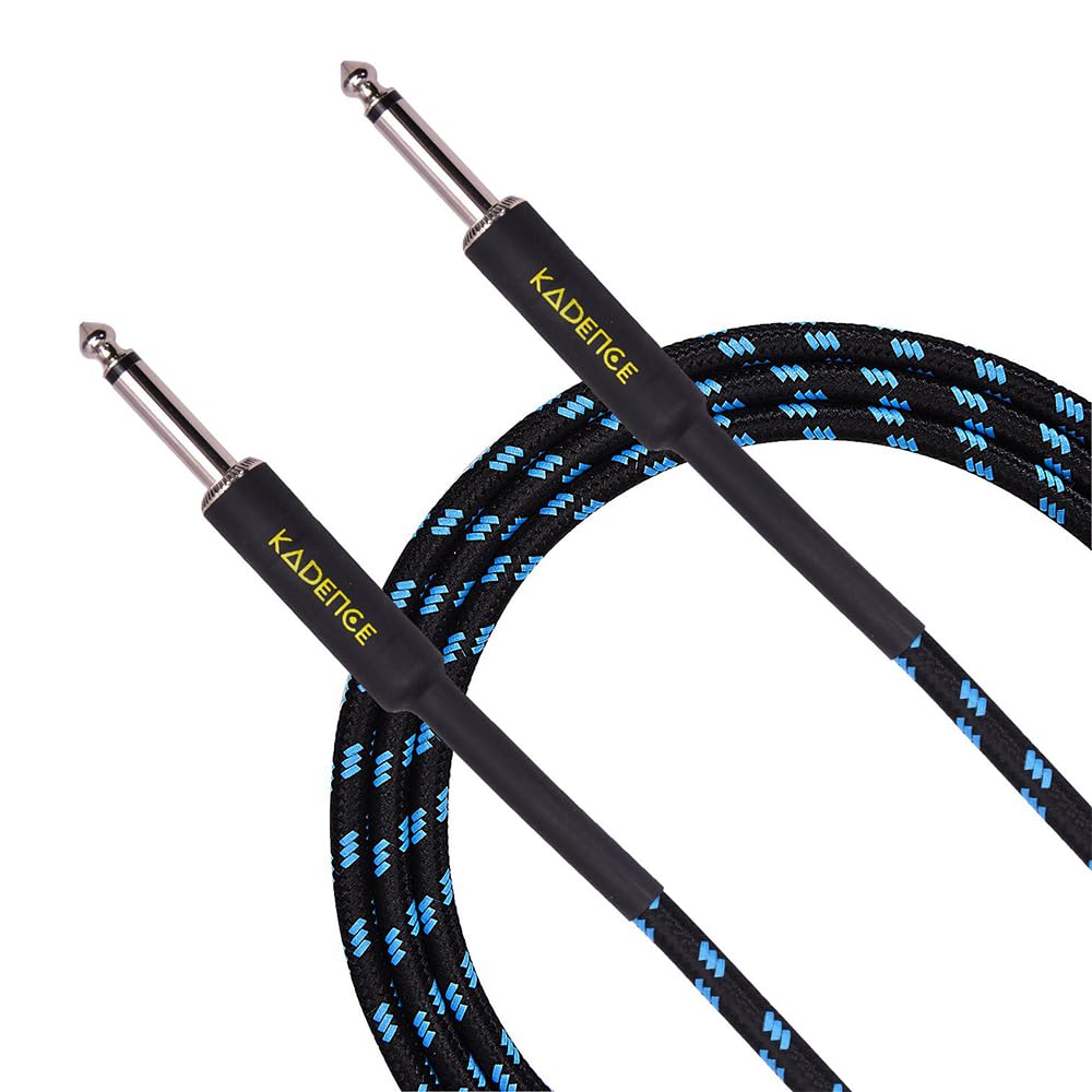 Kadence Guitar Cable 10 ft (3MTR) Electric Instrument Cable Bass AMP Cord 1/4 6.3mm Jack to Jack,Straight to Straight for Electric Guitar,Bass Guitar,Electric Mandolin,Pro Audio,Light Blue