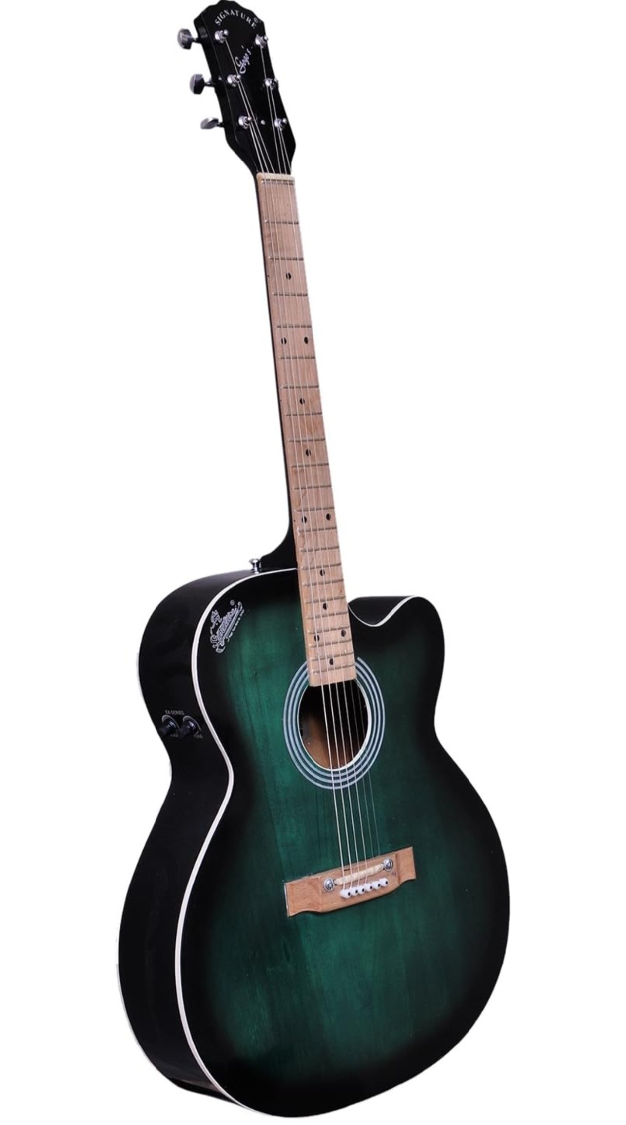 Signature 40-Inch Matte Black Guitar – Built-in Truss Rod, AUX Output, 20 Frets