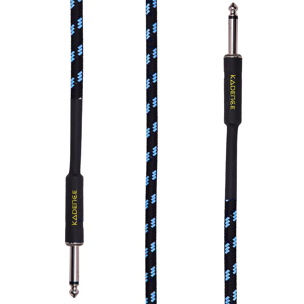 Kadence Guitar Cable 10 ft (3MTR) Electric Instrument Cable Bass AMP Cord 1/4 6.3mm Jack to Jack,Straight to Straight for Electric Guitar,Bass Guitar,Electric Mandolin,Pro Audio,Light Blue