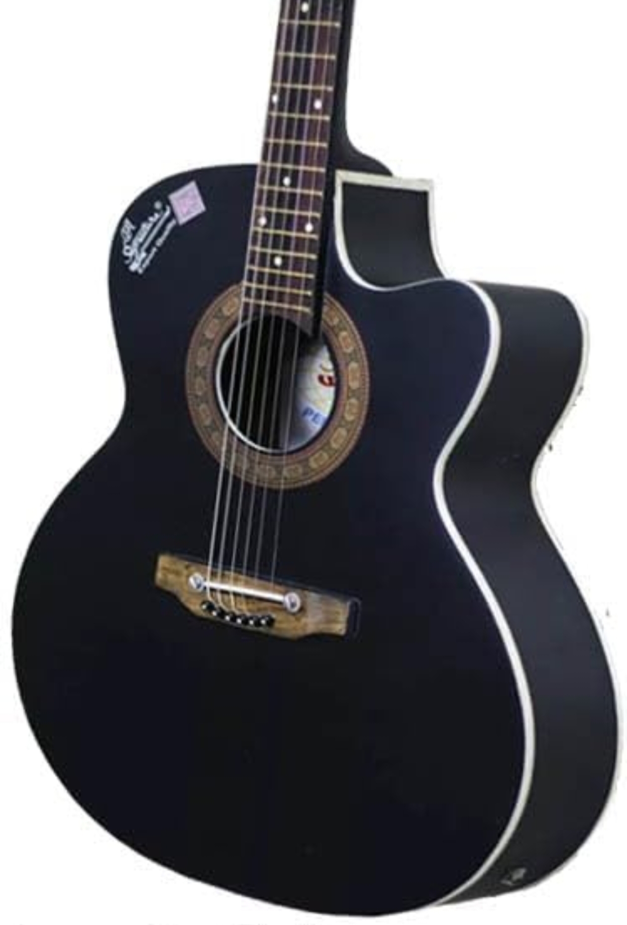 Signature 40-Inch Matte Black Guitar – Built-in Truss Rod, AUX Output, 20 Frets