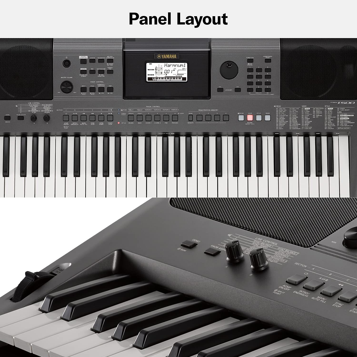 YAMAHA PSR-I500 PORTABLE 61 Keys KEYBOARD WITH ADAPTOR, Black