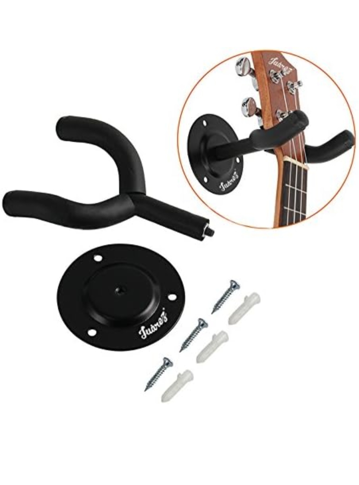 Juârez JRZ100 Guitar Wall Hanger/Mount/Holder/Hook/Stand/Rack for Acoustic/Electric/Bass Guitars, with Fittings/Accessories, Black
