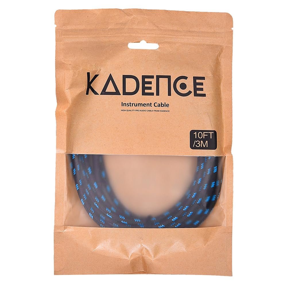 Kadence Guitar Cable 10 ft (3MTR) Electric Instrument Cable Bass AMP Cord 1/4 6.3mm Jack to Jack,Straight to Straight for Electric Guitar,Bass Guitar,Electric Mandolin,Pro Audio,Light Blue