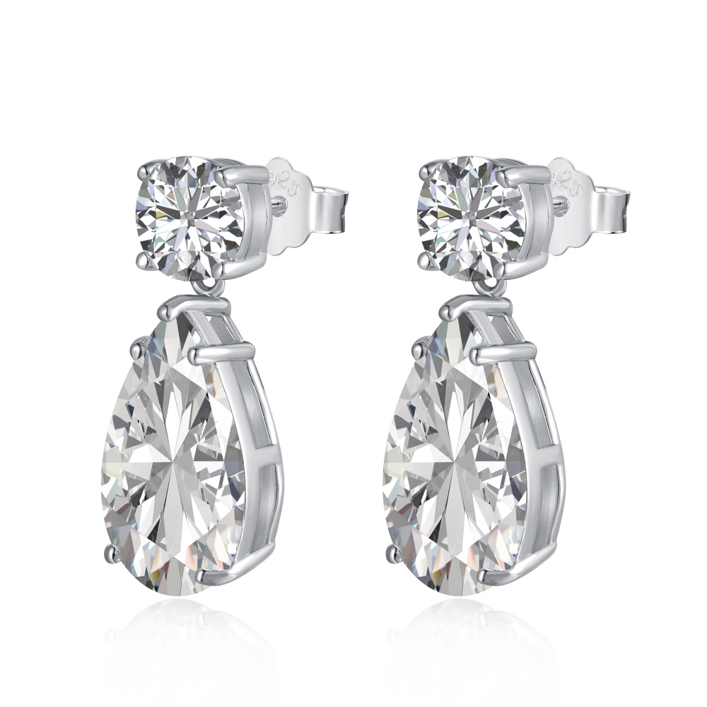 Helen Teardrop Diamond like Sterling Silver Earrings