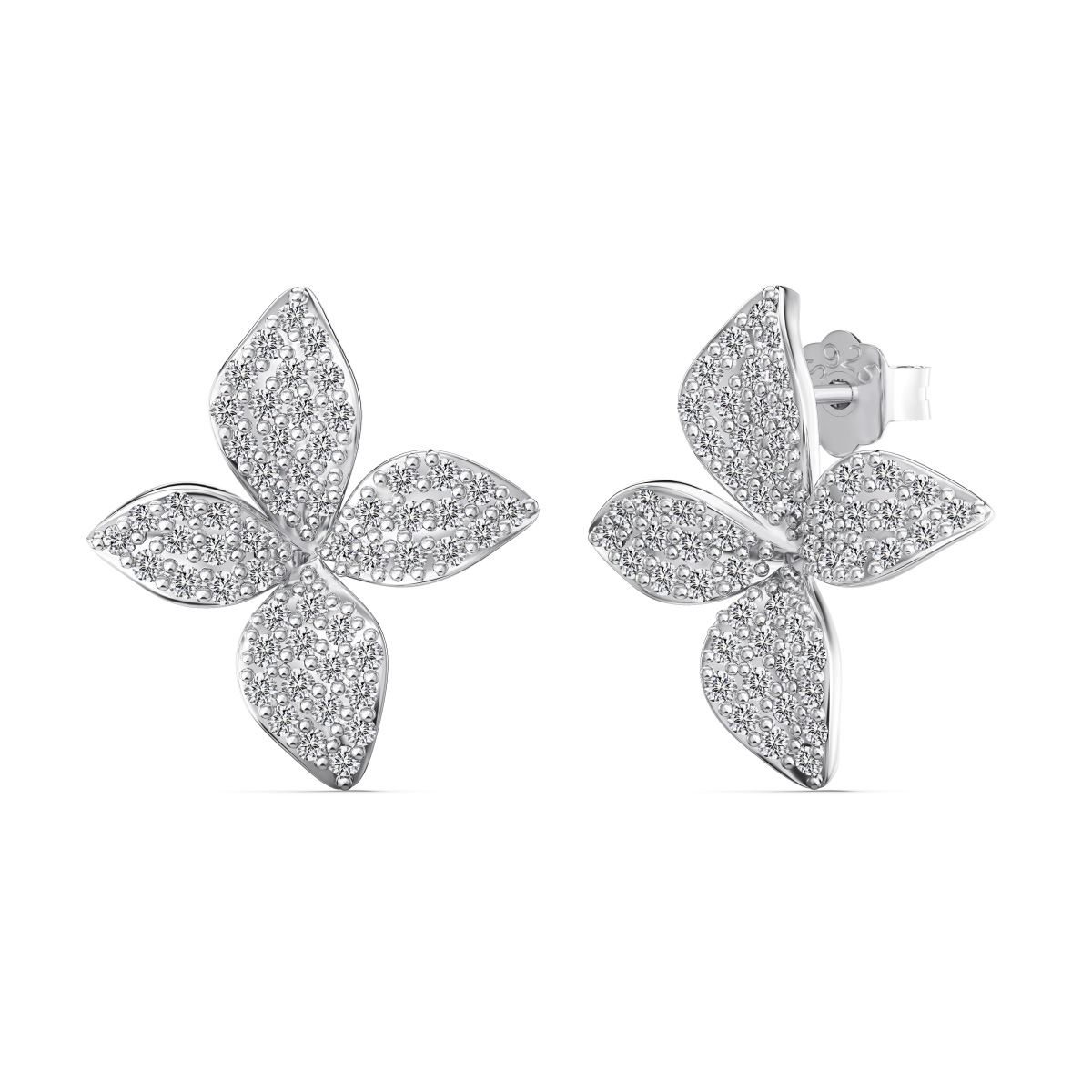 Lily Floral Sterling Silver Stud Earrings