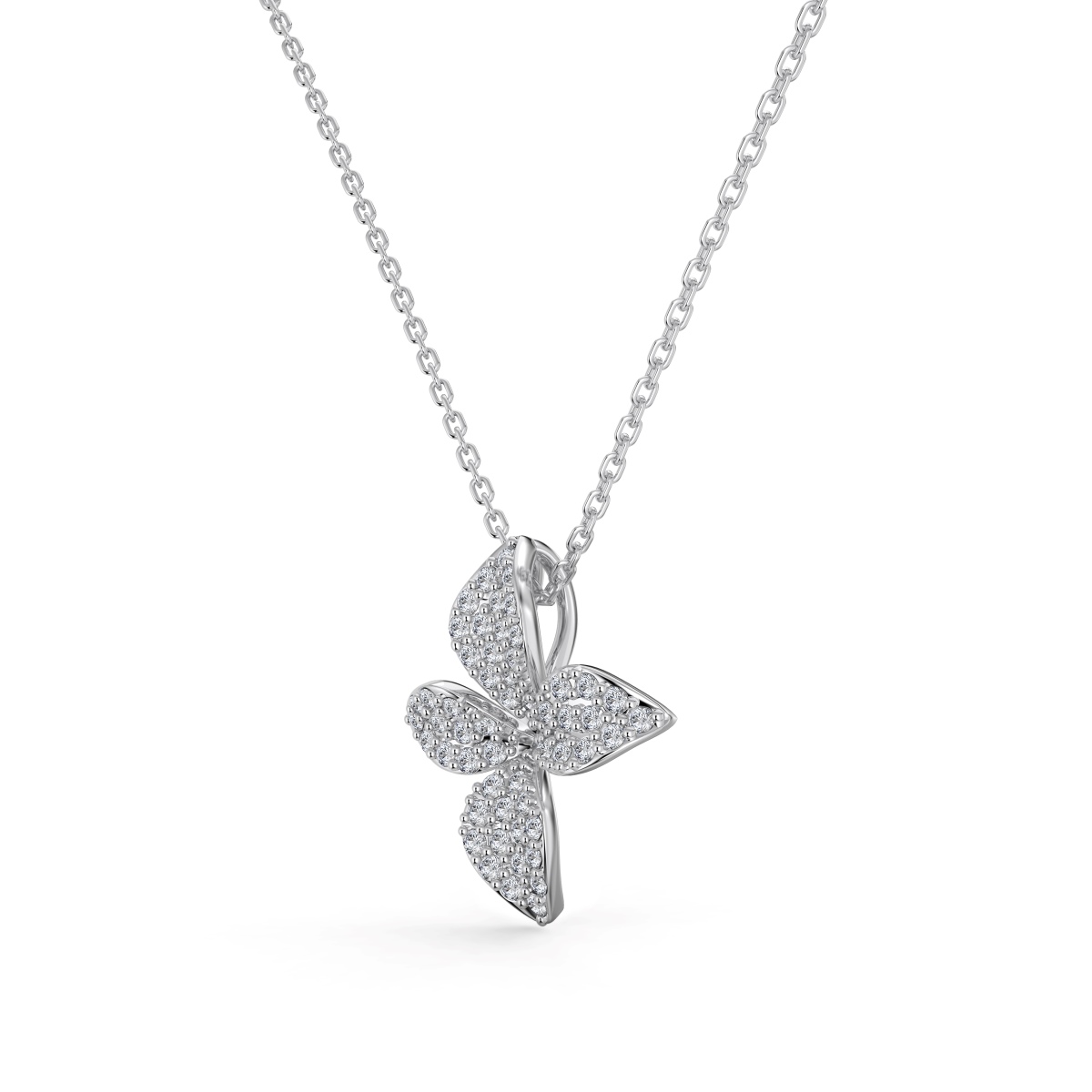 Lily Floral Sterling Silver Necklace 