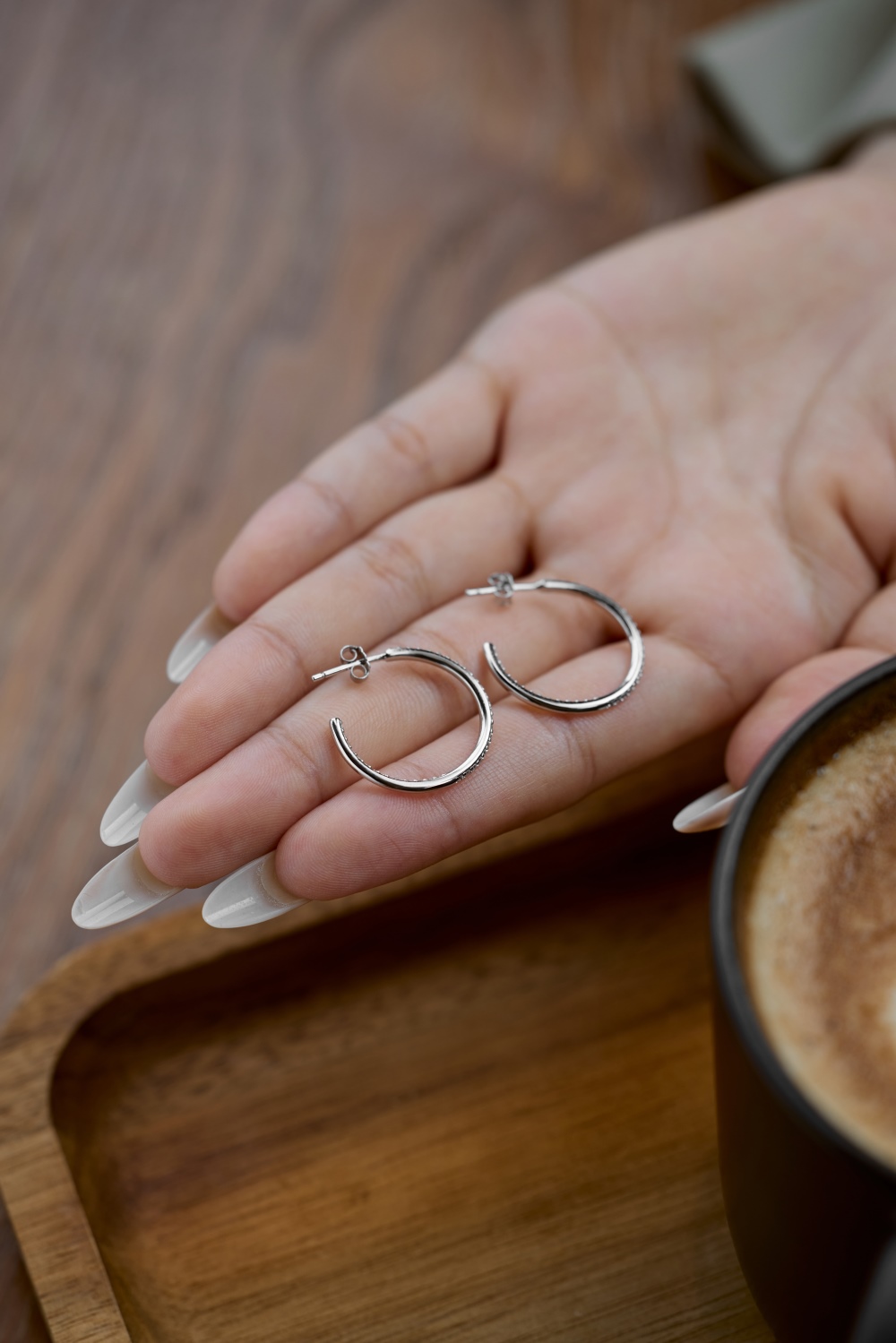 Kelly Hoop Silver Stud Earrings